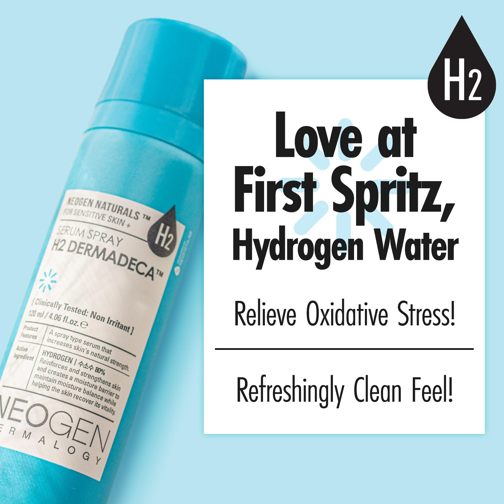 [K-Beauty] Neogen H2 Dermadeca Serum Facial Spray | 80% Hydrogen-Water Face Mist Hydrating Serum w/Niacinamide Vitamin C & Cente