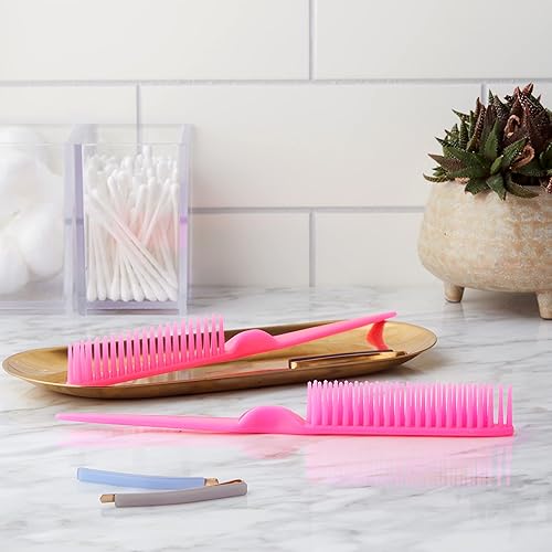 CocoBlack Naturals 3 Row Styling Comb For Detangling, Defining And Separating Curls (Pink)