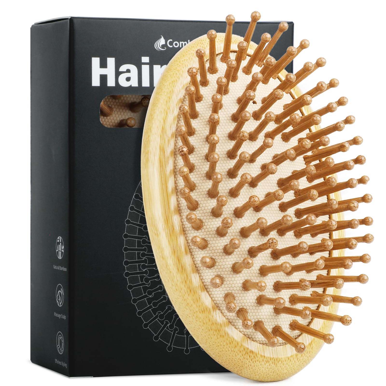 Combetter Natural Bamboo Hair Brush(No handle), Massaging Scalp, Detangling brush for Women, Men &Kids, Eco-friendly Natural Woo