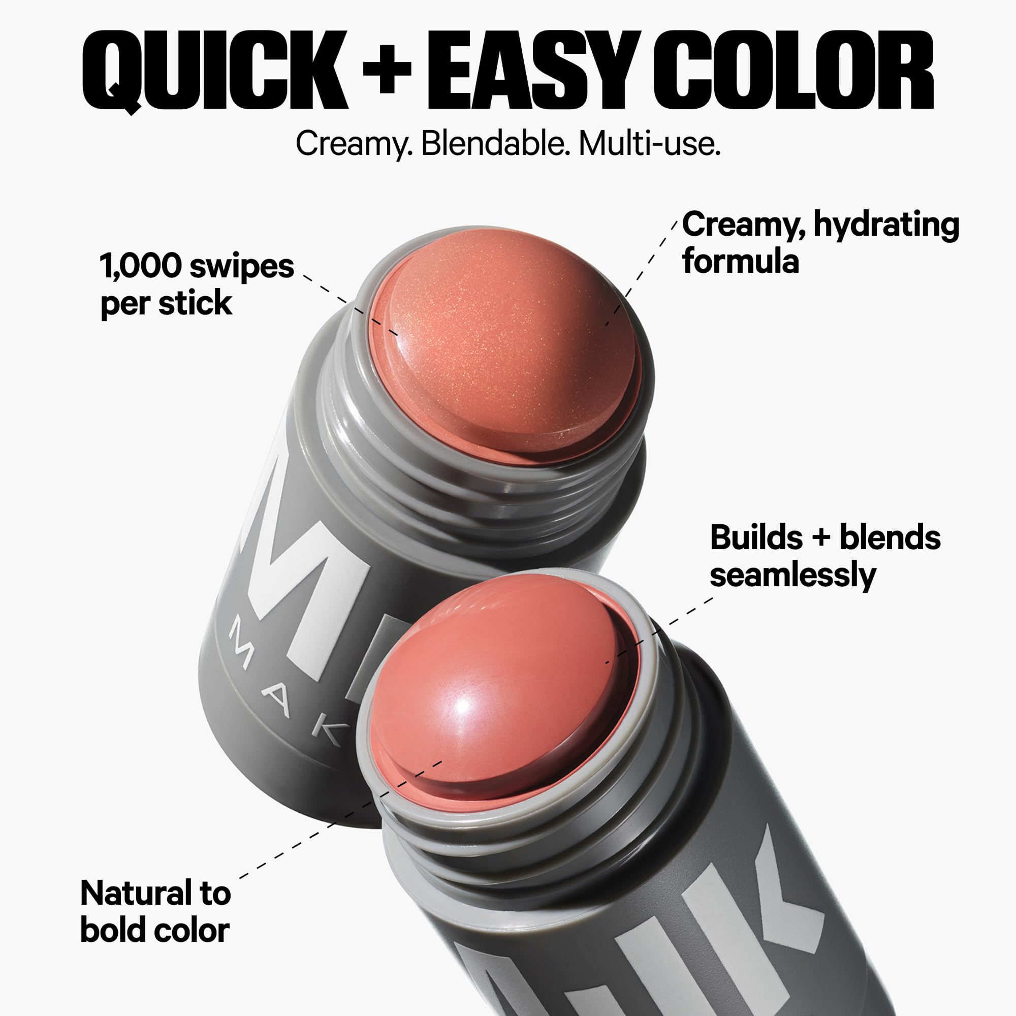 Milk Makeup Lip + Cheek Stick - Multi-Use Cream Blush + Lip Color with Mango Butter, Avocado Oil + Apricot Oil - Hydrating, Buil