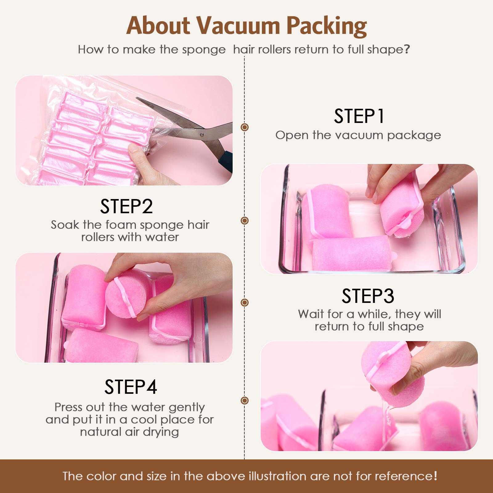 48 Pieces Foam Sponge Hair Rollers, Soft Sleeping Hair Curler Flexible Hair Styling Sponge Curler, and Stainless Steel Rat Tail