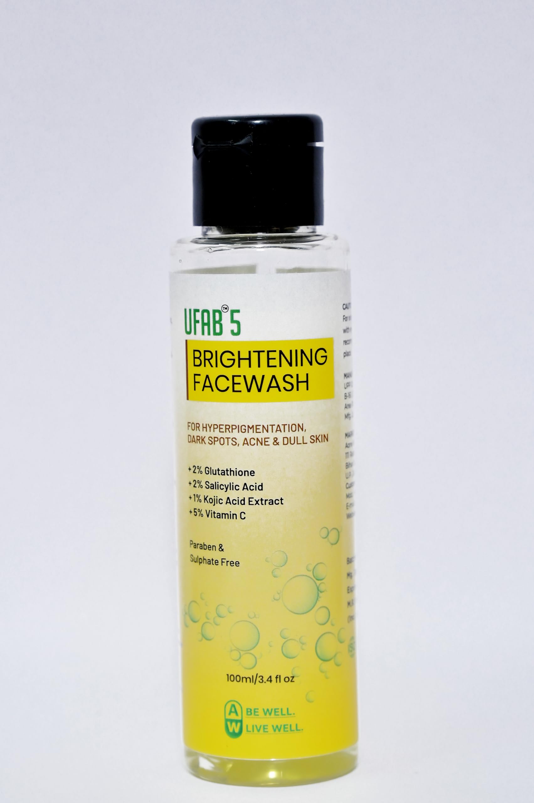 Ufab 5 Brightening Facewash For Hyperpigmentation, Dark Spots And Acne, With Vitamin C, Salicylic Acid, Glutathione And Kojic Ac