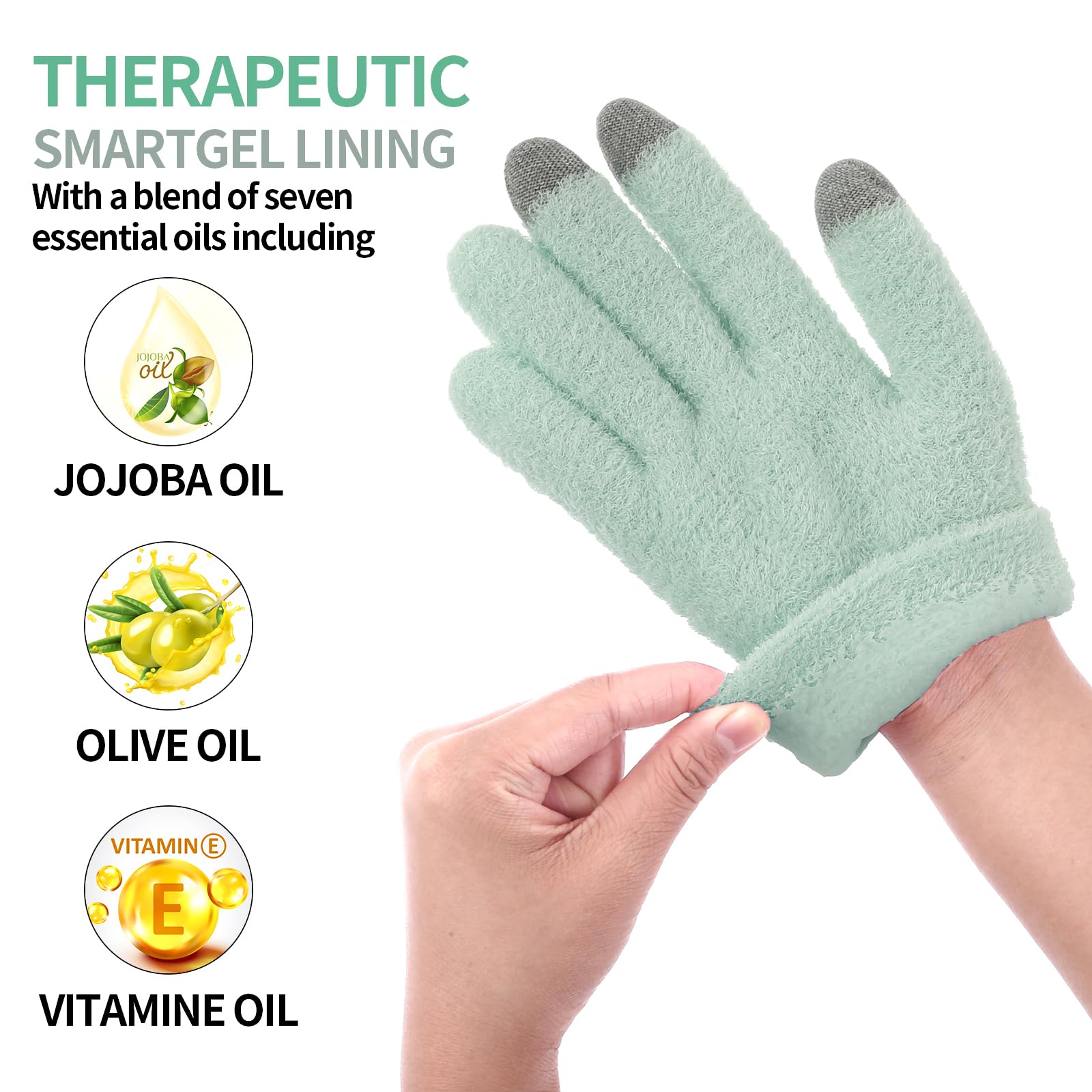 SPA Gloves for Dry Hands Overnight Moisturizing Gloves with Good Lining, Touch Screen Moisturizing Gloves for Women & Men Reusab