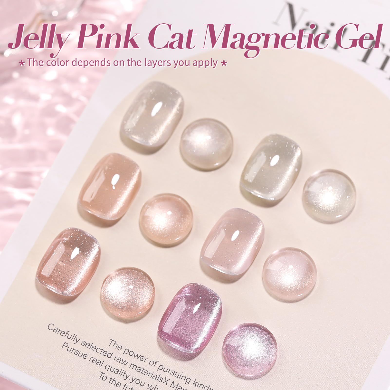 Born Pretty Cateye Jelly Gel Nail Polish Set - Toxic-Free, With Megnetic Kit, Long Lasting, 6Pcs In One Pack