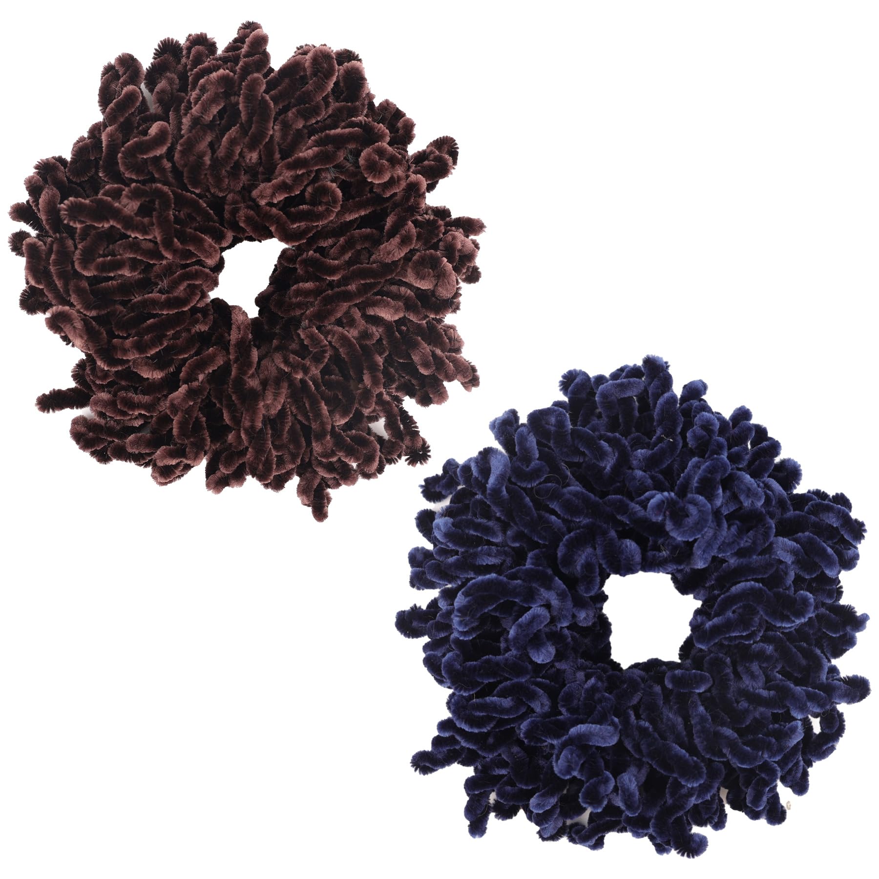 AUEAR, 2 Pack Volumizing Hair Scrunchie Hijab Volumizer Headwear Hair Tie Ring Plain Big Hairbands for Women Girls (Coffee & Nav