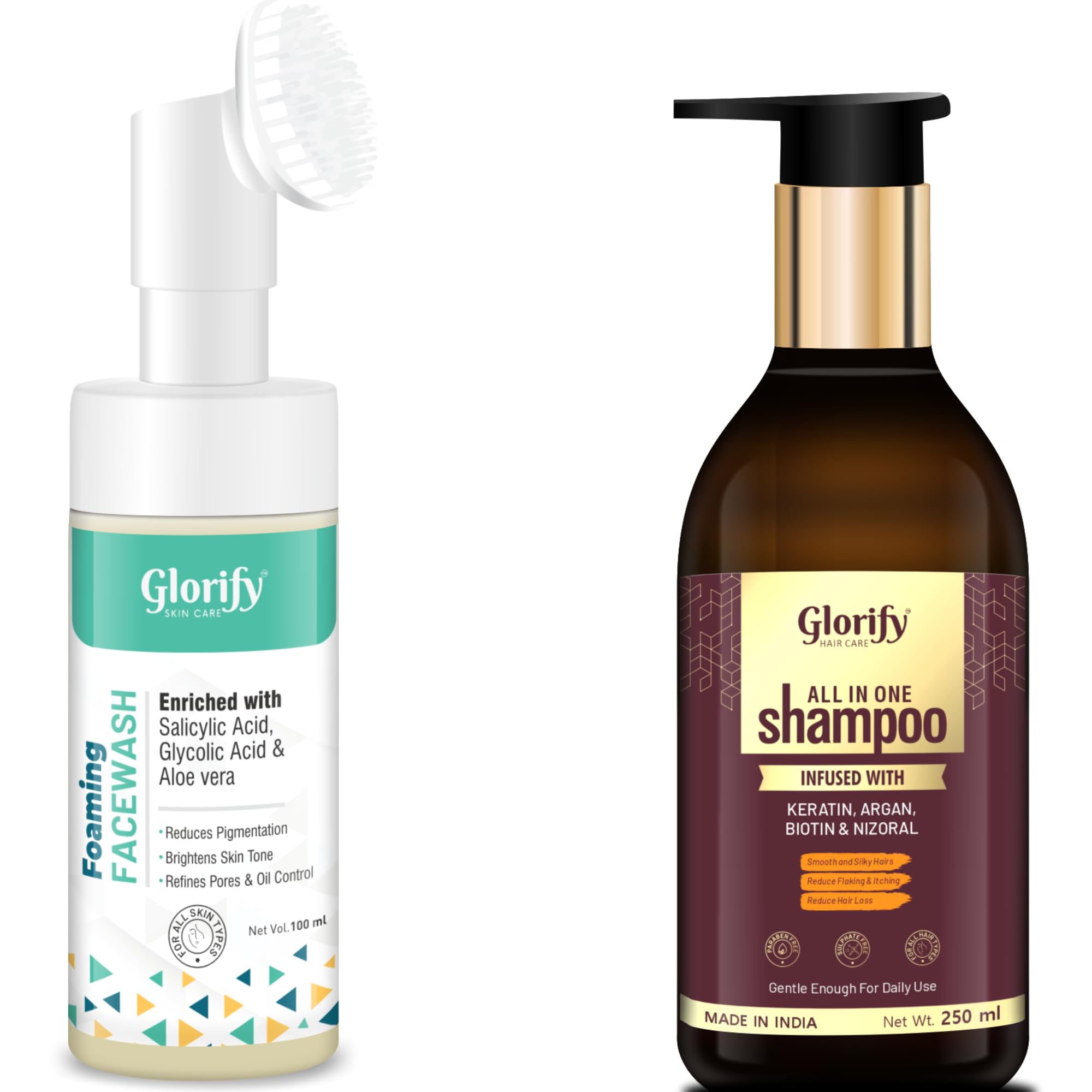 Glorify Salicylic Acid Face Wash | Glycolic Acid Face Wash | Brighten Skin Tone, Refine Pores & Control Oil [100 Ml] + Biotin An