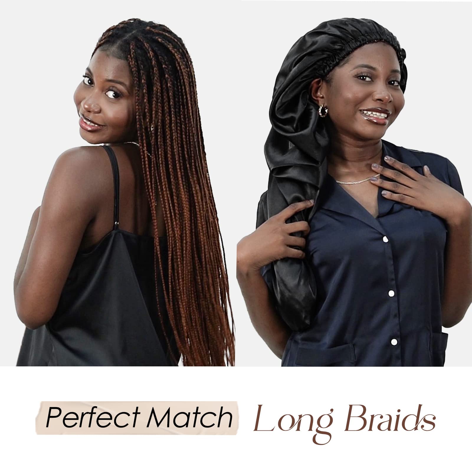 Long Bonnet Braid Bonnets for Sleeping Satin Bonnet Silk Bonnet Hair Braid Bonnet for Sleeping Bonnets for Black Women