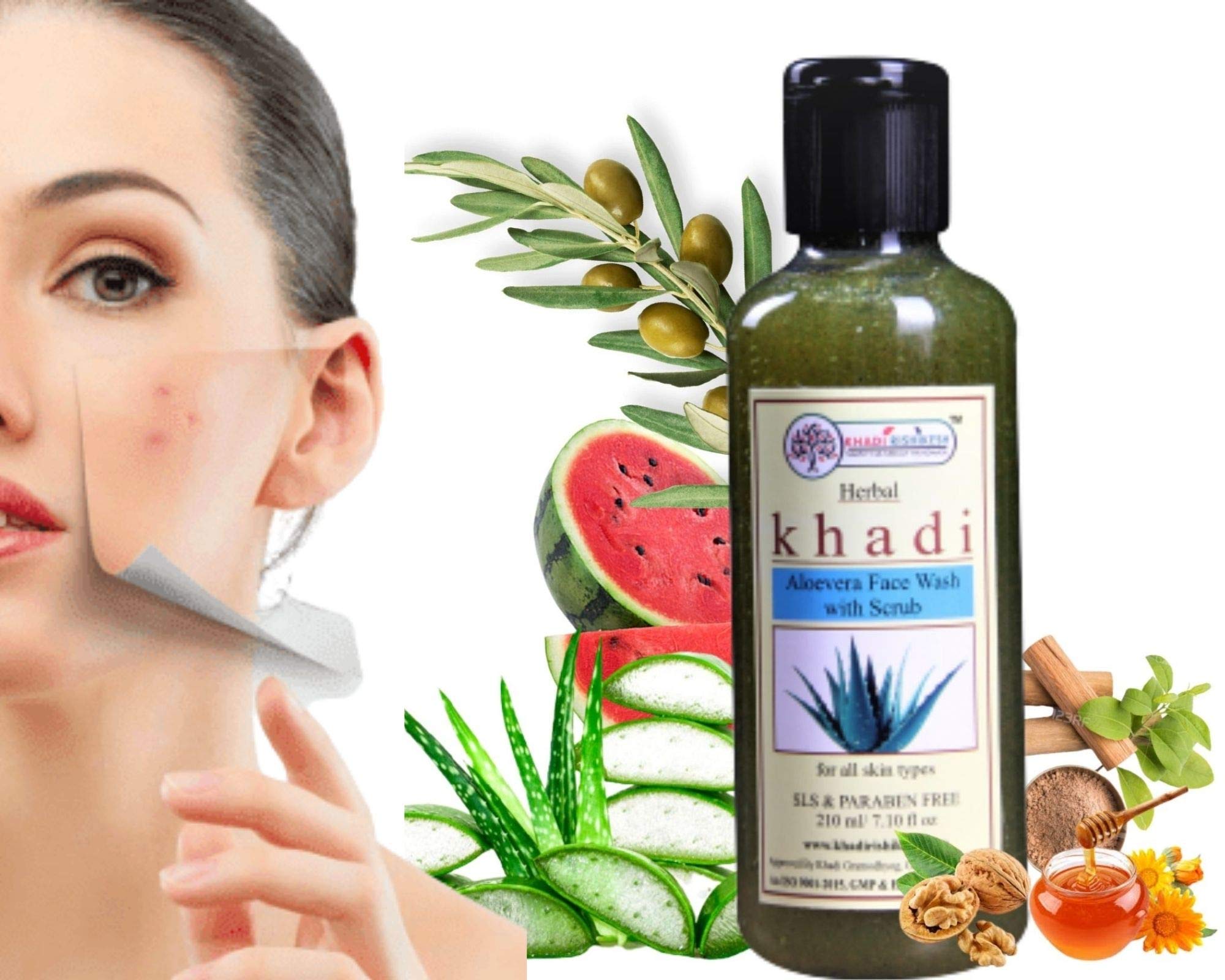 Khadi Rishikesh Ayurvedic Pure Aloe Vera Face Wash For Fights Acne & Fades Blemishes| Helps With Signs Of Ageing |Best Face Wash