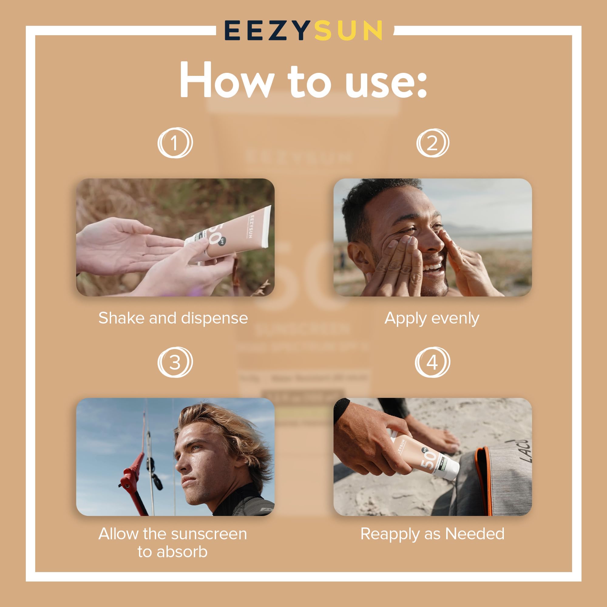 Eezysun Mineral Spf 50 Sunscreen | Infused With Aloe Vera | Vegan And Cruelty-Free | Hawaii 104 Reef Act Compliant | Broad Spect
