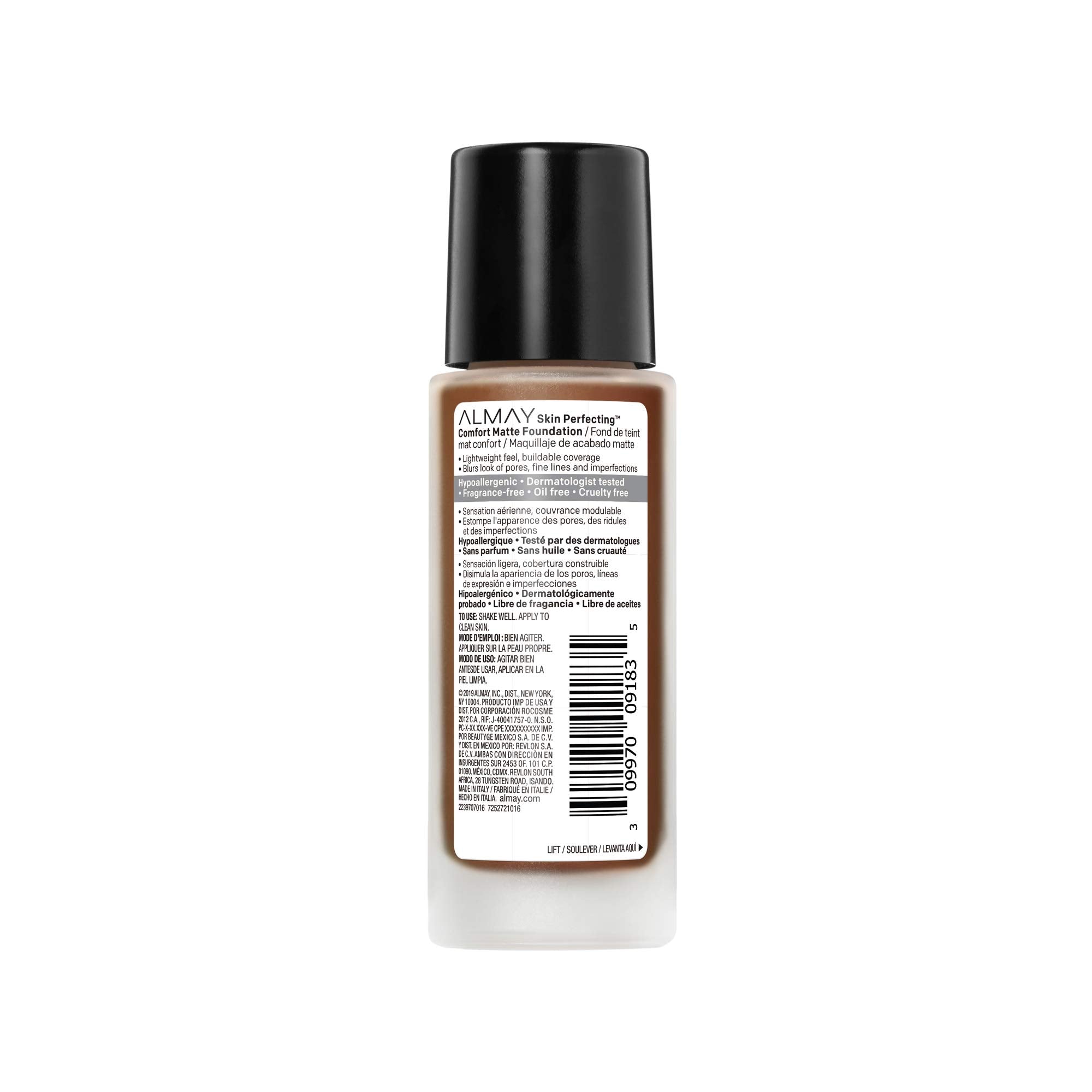 Almay Skin Perfecting Comfort Matte Foundation, Hypoallergenic, Cruelty Free-Fragrance Free, Dermatologist Tested Liquid Makeup,