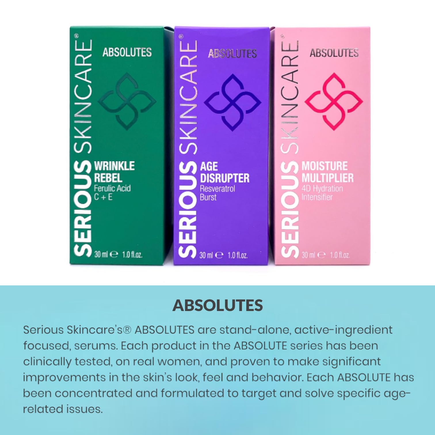 Serious Skincare Absolutes Wrinkle Rebel Anti-Aging Facial Serum - Vitamins C + E - Bakuchiol Extract - Stimulate Collagen & Ela