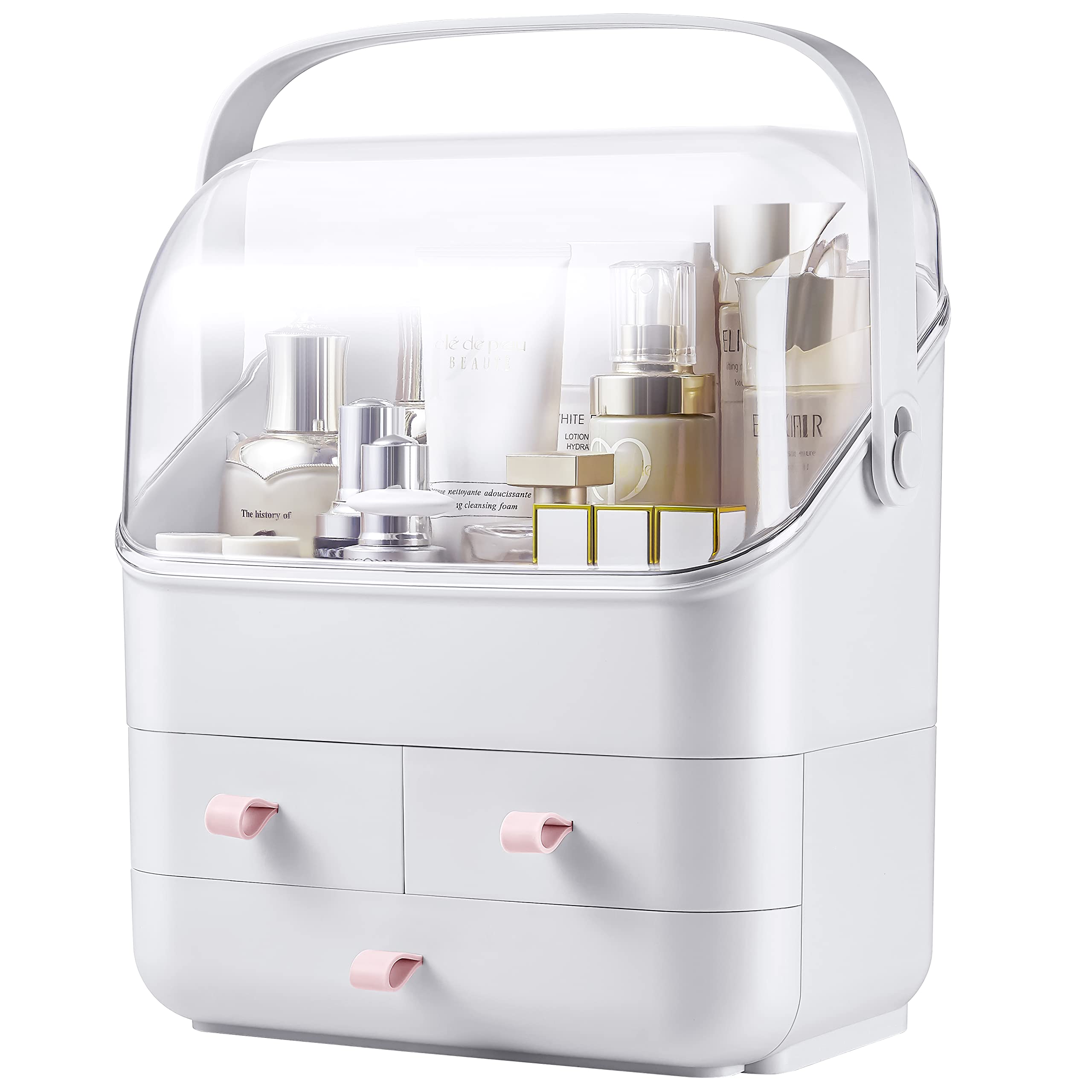 SUNFICON Preppy Skincare Organizers Makeup Organizer Holder Beauty Cosmetic Storage Box Large Display Case Dust Free Cover Porta