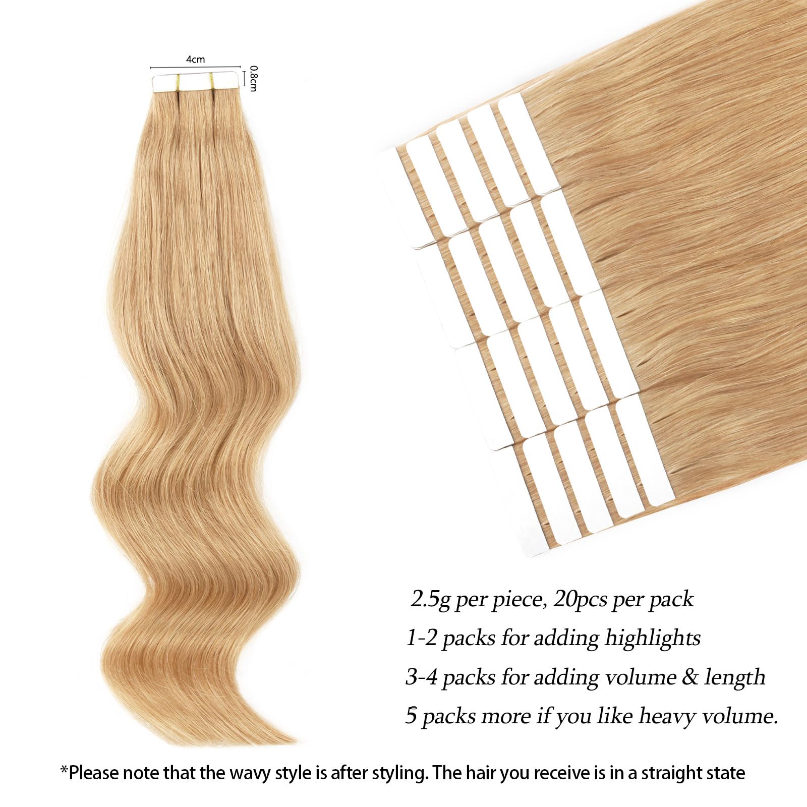Abh Amazingbeauty Hair Semi-Permanent Real Remi Remy Human Tape In Hair Extensions 50G 20Pcs Skin Weft Tape Attached Invisible S
