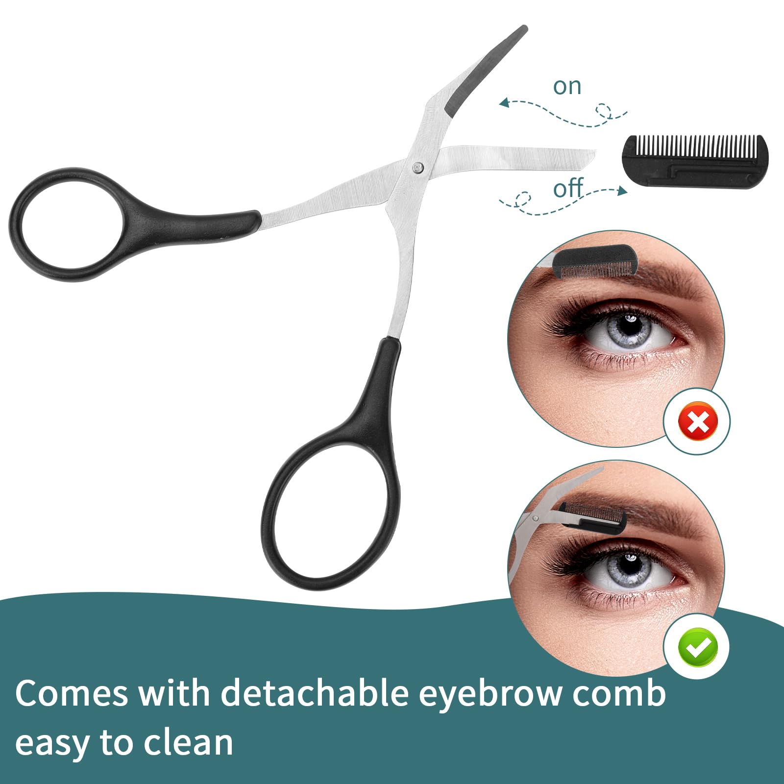 Eyebrow Scissors With Comb, Professional Precision Eyebrow Trimmer Scissors Eyebrow Trimming Scissors With Comb And Non-Slip Fin