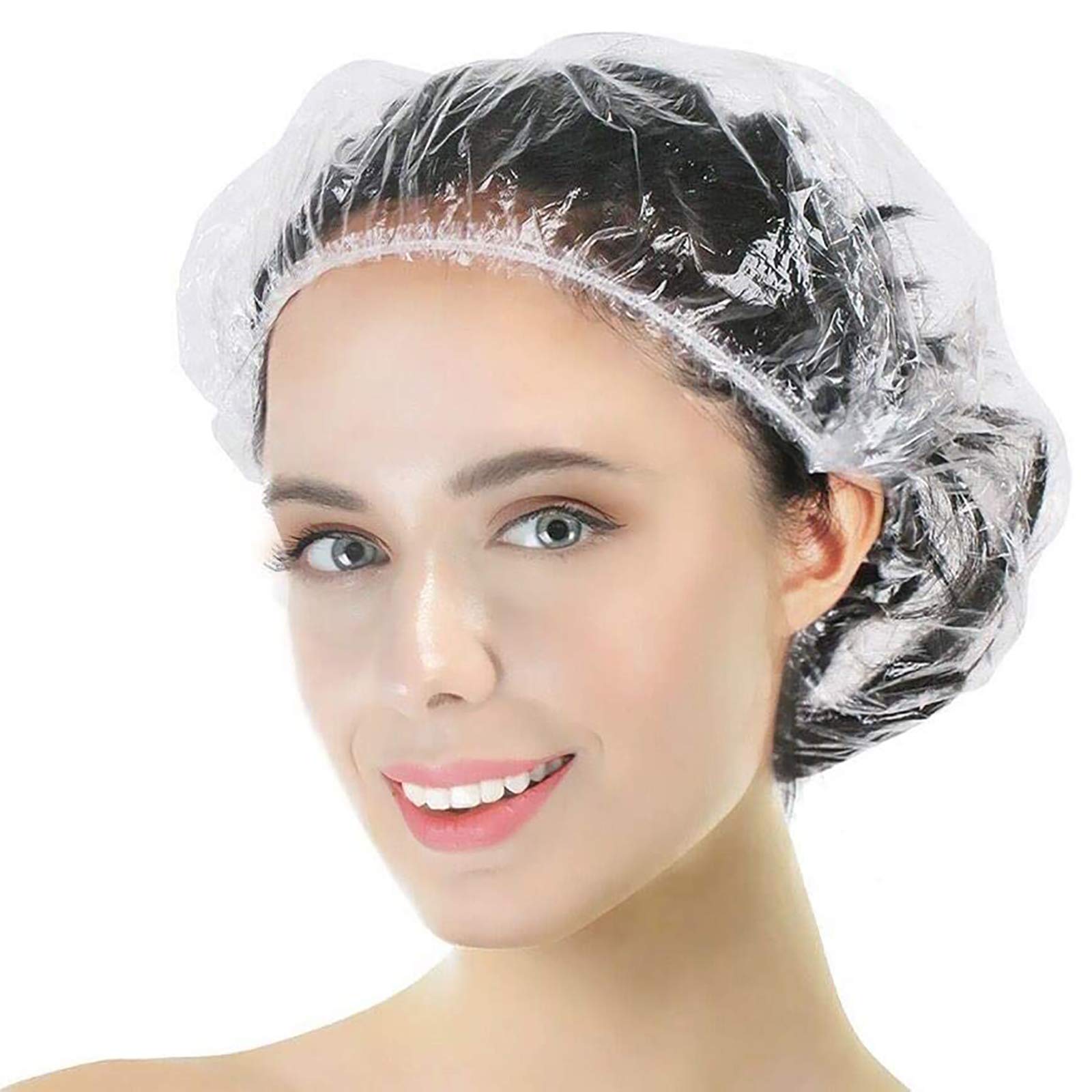 100Ps Disposable Shower Caps, Plastic Clear Shower Caps, Lengthening And Thickening Hair Caps For Hair Dyeing Assistance, Hotel