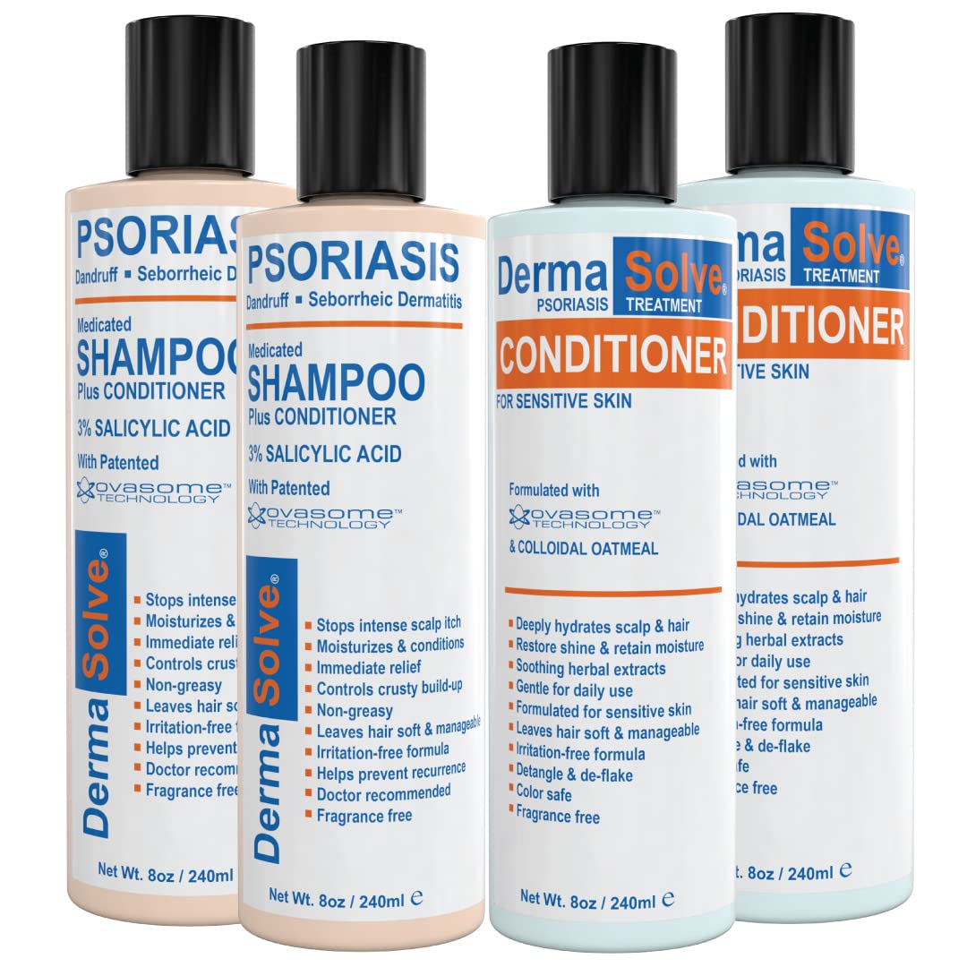 Scalp Psoriasis & Dandruff Shampoo and Conditioner by DermaSolve | Seborrheic Dermatitis Shampoo & Conditioner - Naturally Heals