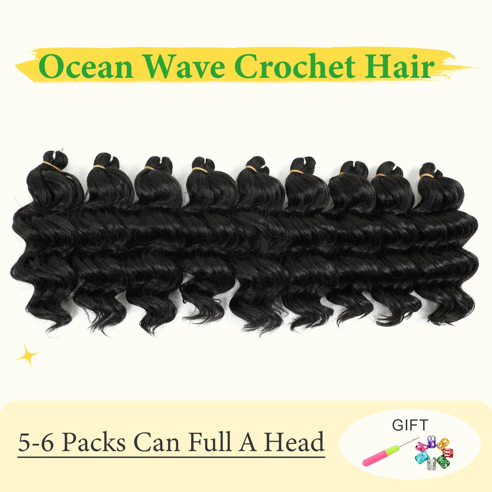 Ocean Wave Crochet Hair 9Inch Water Wave Braiding Hair 7Packs Curly Braiding Hair For Black Women Deep Wave Crochet Hair Extensi