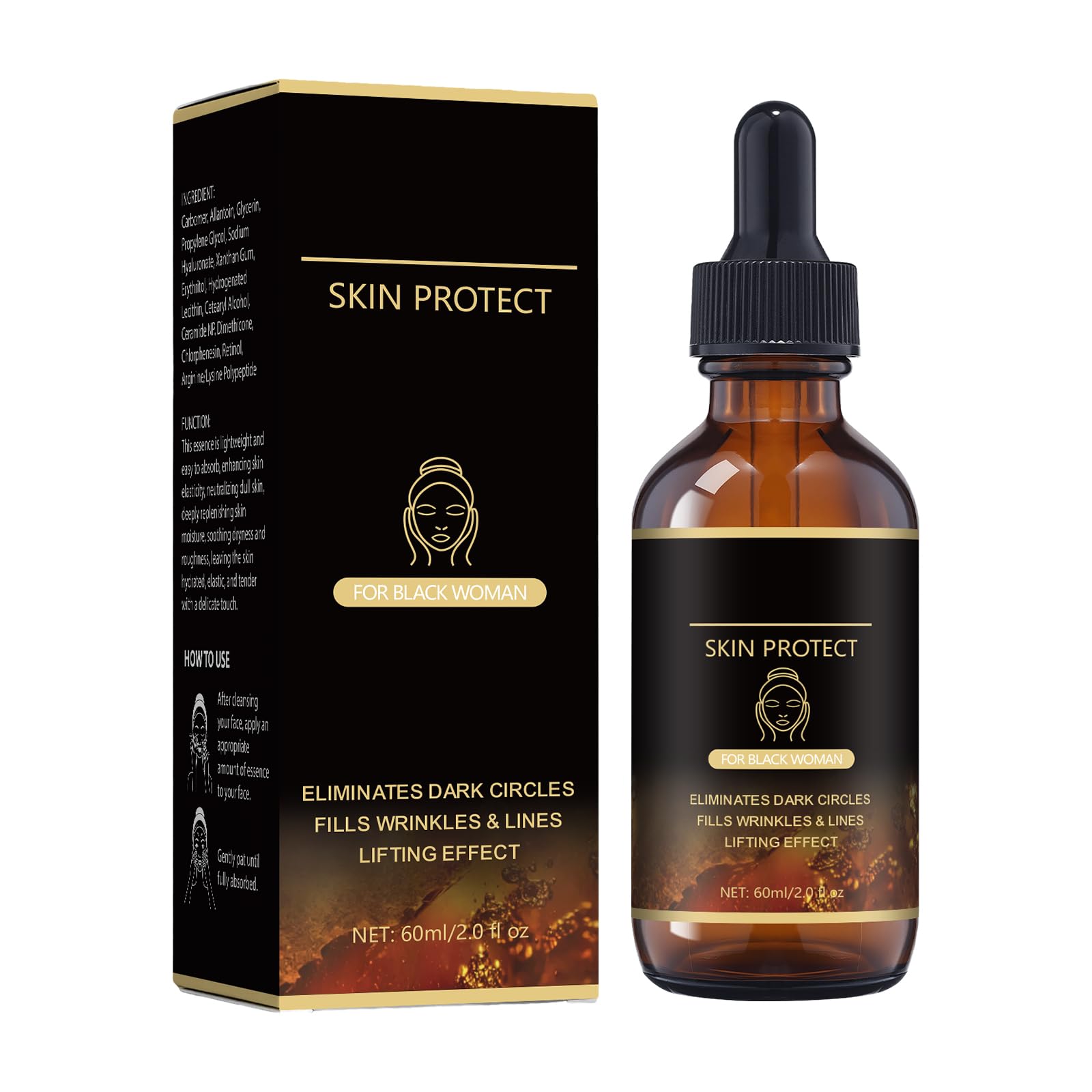 Walker Skin Protect Serum for Black Women, Reduces Wrinkles & Fine Lines, Eliminates Dark Circles, and Lifts & Firms Skin,Lightw