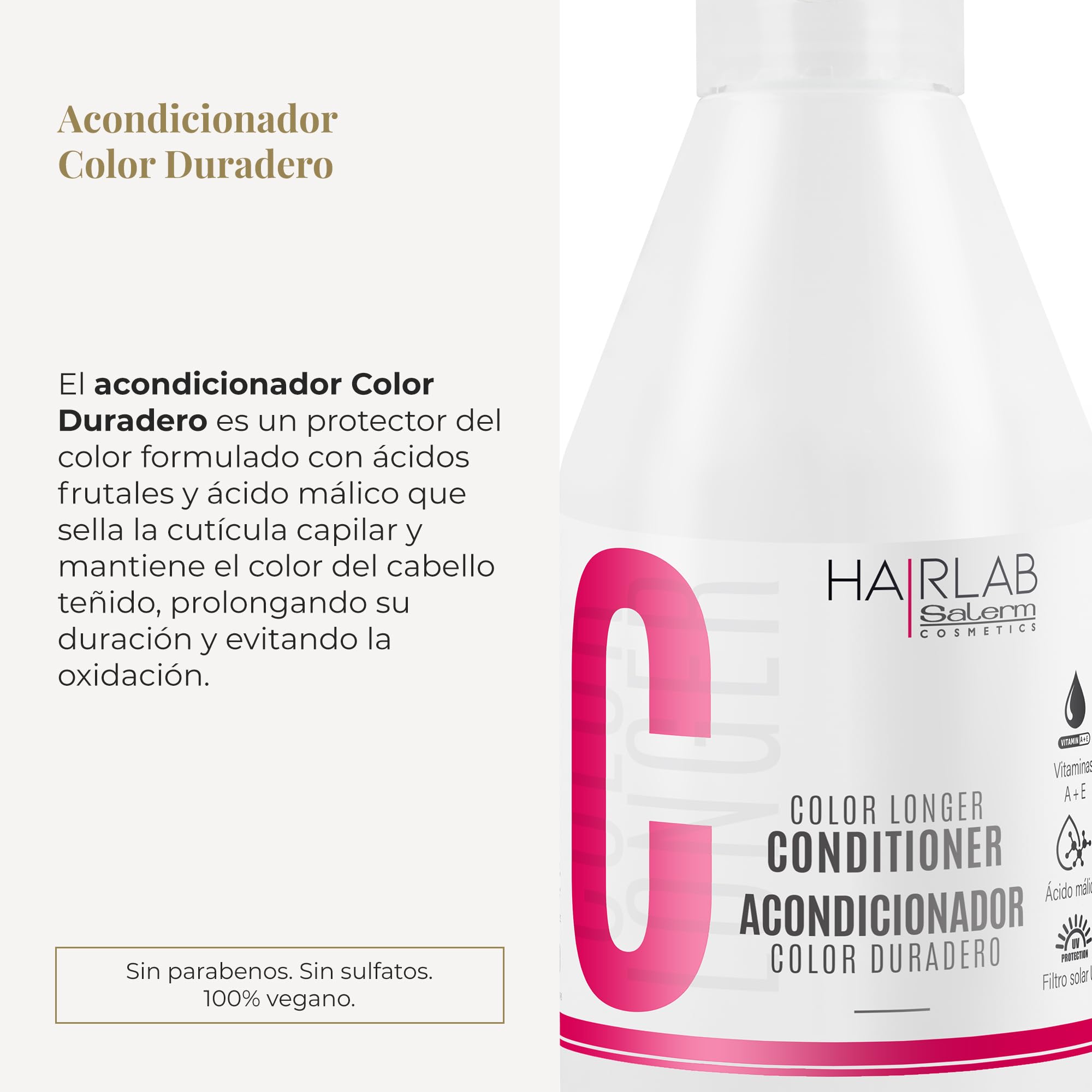 Salerm - Dyed Hair Conditioner - Color Longer Hair Lab - 300 Ml - With Provitamin B5 And Vitamins A And E - Seals And Maintains