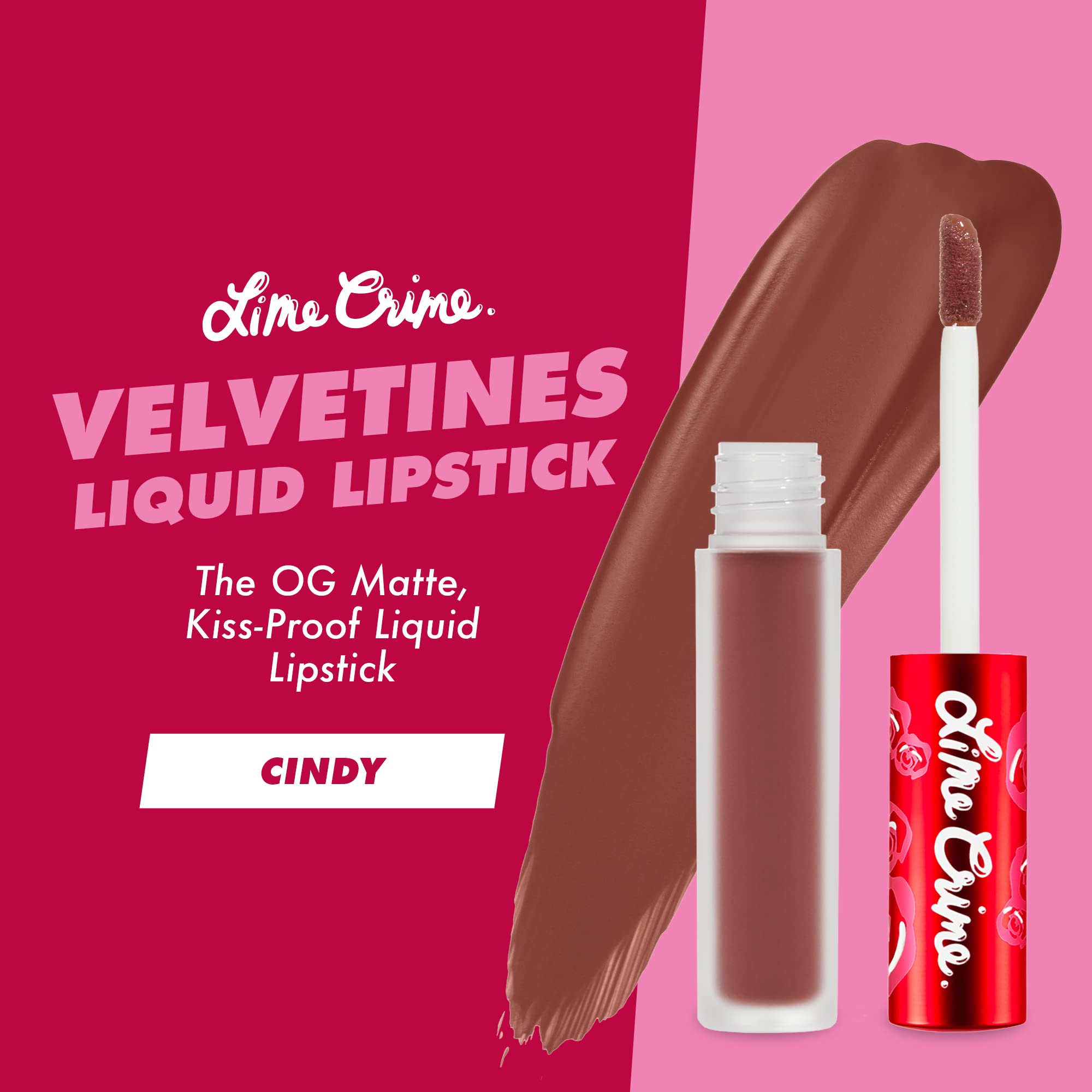 Lime Crime Velvetines Liquid Matte Lipstick, Cindy (Terracotta Brown) - Bold, Long Lasting Shades & Lip Lining - Stellar Color &