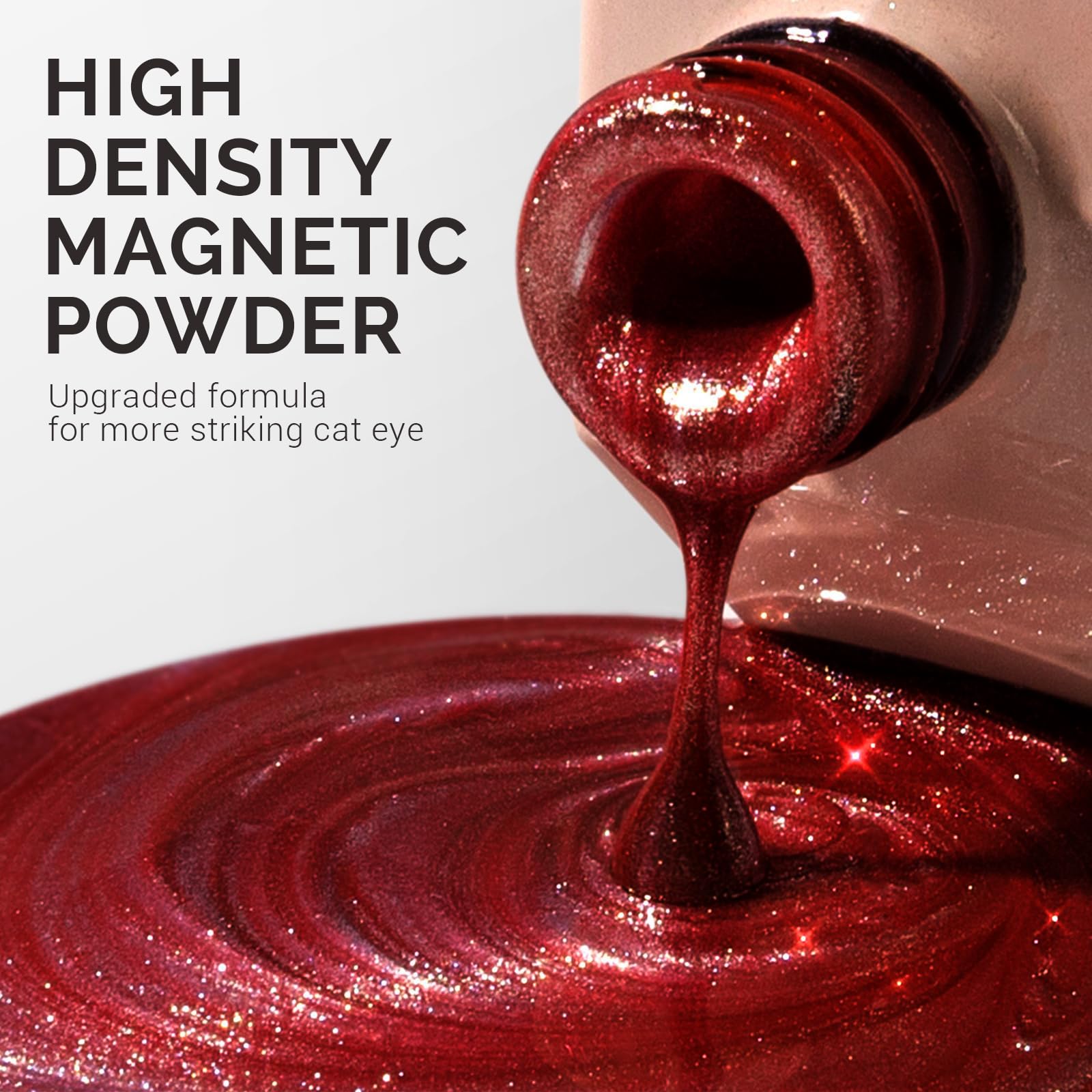 MelodySusie Jeweliver Cat Eye Gel Nail Polish, 0.5 Fl Oz Burgundy Red Glitter Holographic Magnetic Nail Polish with Magnet, UV N