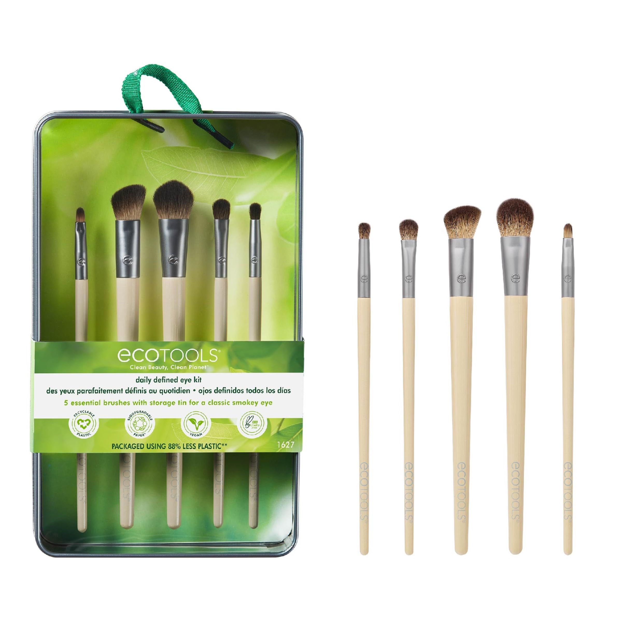 Ecotools Daily Defined Eye Makeup Brush Kit, Travel Friendly, Versatile Eye Makeup Looks, Convenient Makeup Tools On-The-Go, For