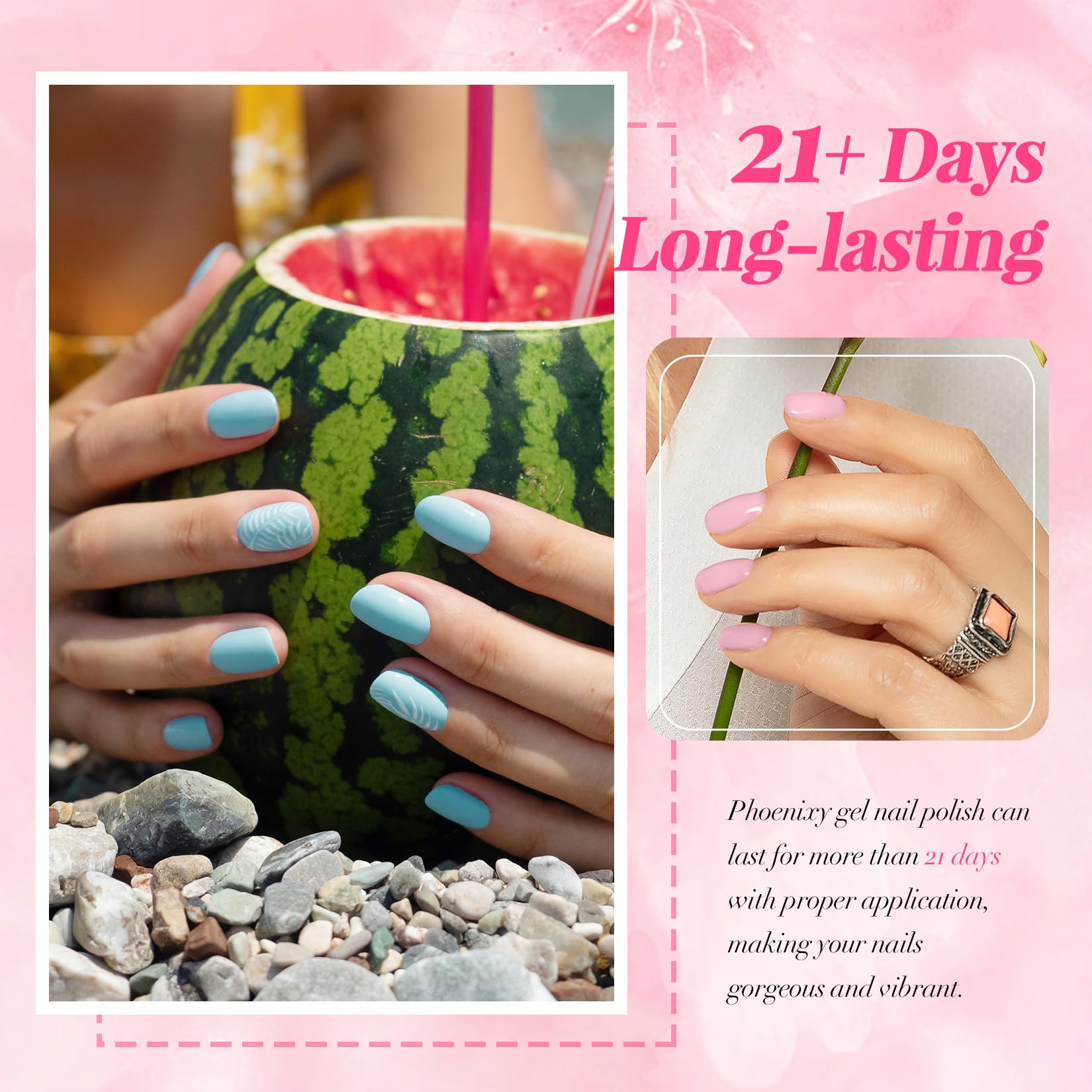 Phoenixy 40 Pcs Gel Nail Polish Kit, 36 Colors 8Ml Gel Nail Polish Set With Base Glossy Matte Top Coat Gel Nail Kit Pink Blue Re