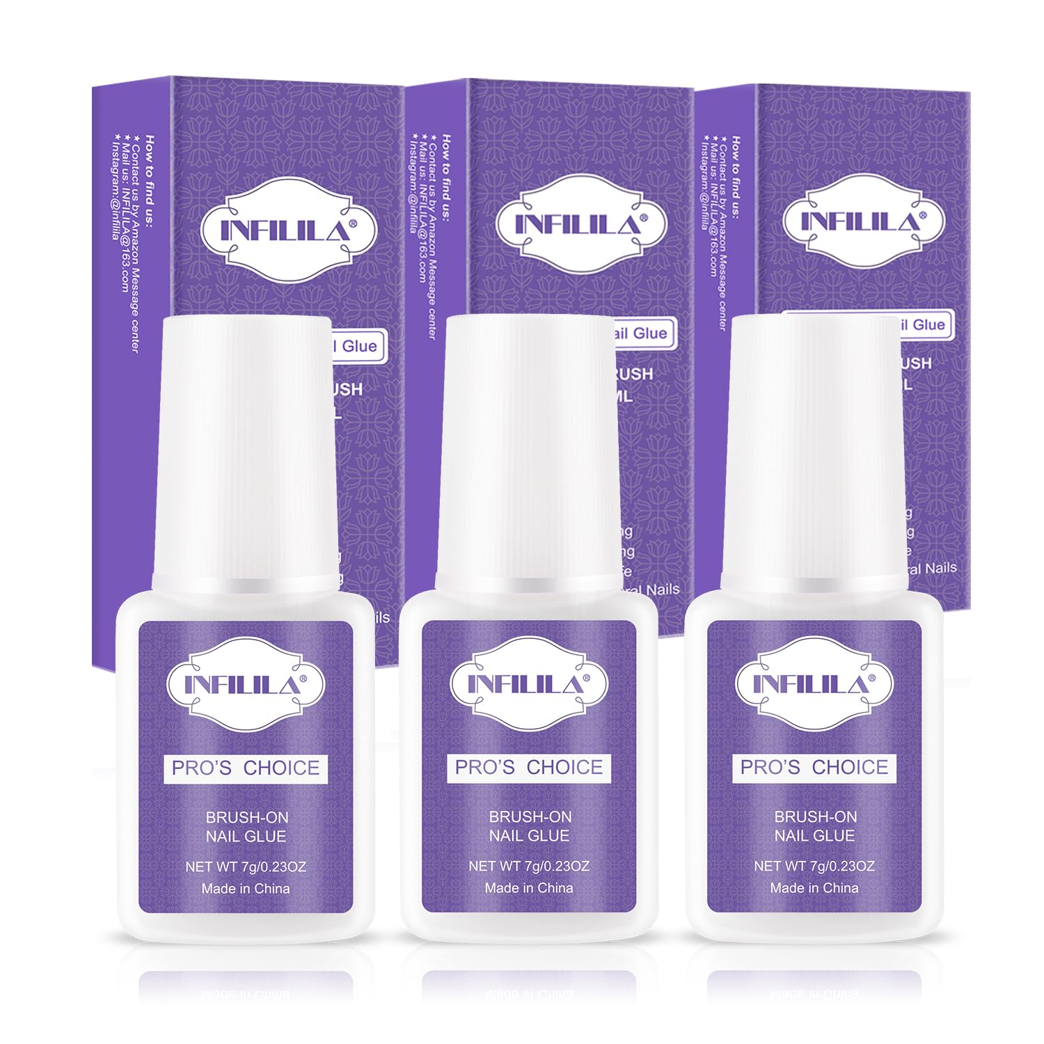 NXJ INFILILA Professional Brush On Nail Glue, Arcrylic Nail Glue for Acrylic Nails, Strong Nail Glue Professional Nails Glue, Ad