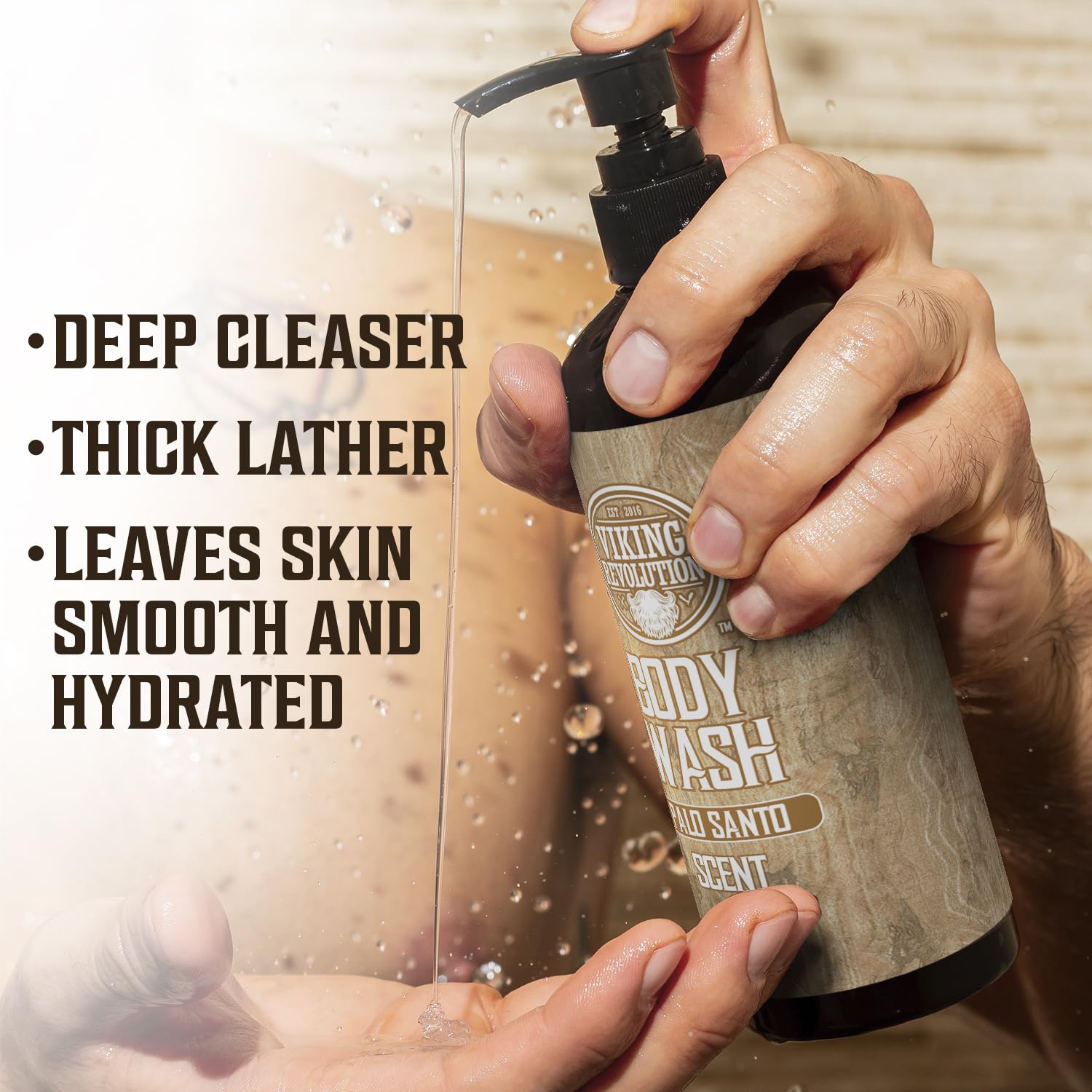 Viking Revolution Palo Santo Body Wash For Mens Shower Gel - Moisturizing Mens Body Wash With Vitamin E And Aloe Vera - Shower G