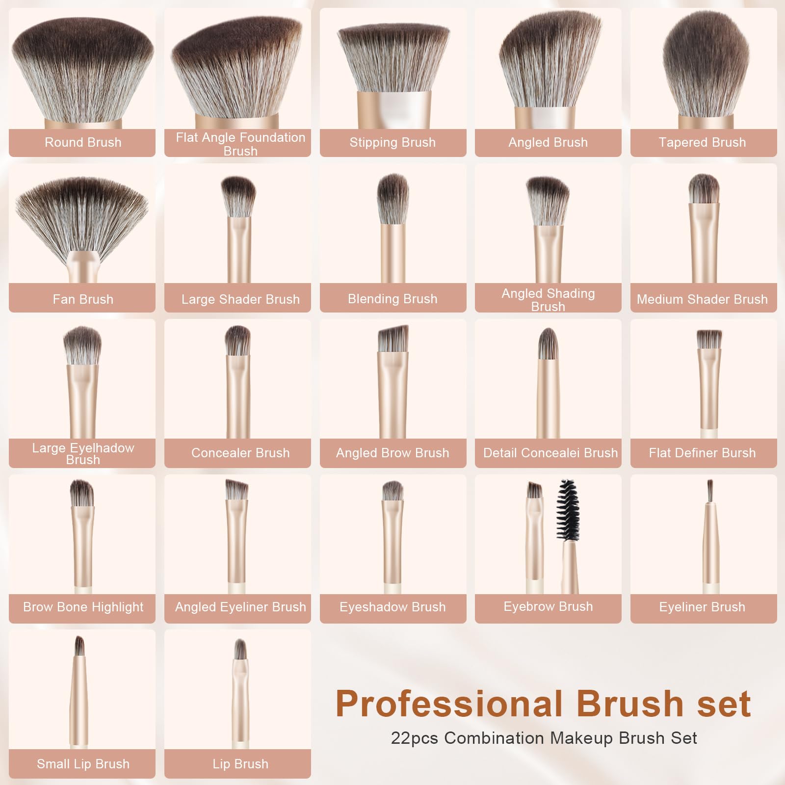 Heymkgo Makeup Brushes 22Pcs Makeup Brush Set Professional Premium Synthetic Foundation Contour Concealer Eyeshadow Make Up Brus
