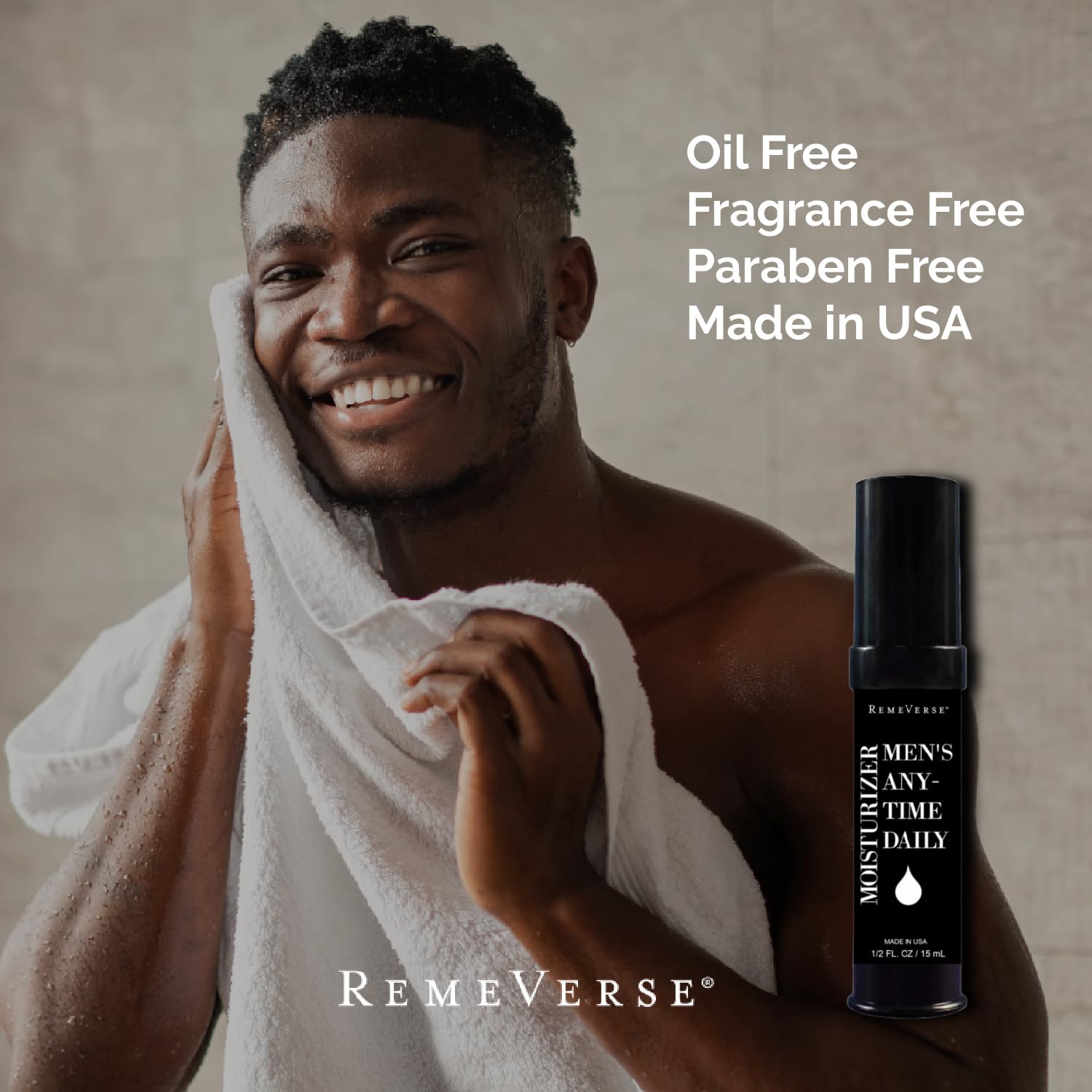 RemeVerse Mens Anytime Daily Moisturizer with Hyaluronic Acid, Peptides, Vitamins C & E, Collagen, Green Tea - Smoothes & Hydrat