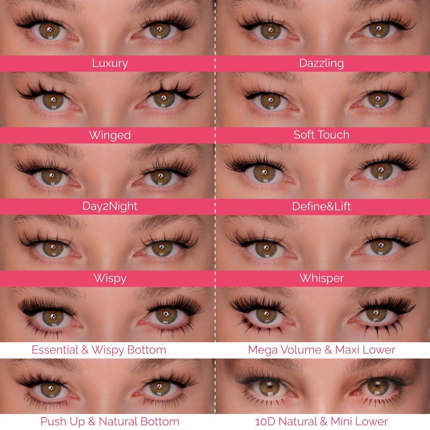 Renata Beauty Winged Lashes - 64 Pcs Multipack, Varied Lengths (10Mm, 12Mm, 14Mm), Dramatic Winged Effect, C Curl, Easy To Apply