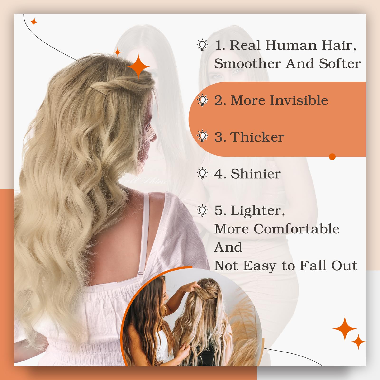Full Shine Balayage Tape In Hair Extensions Human Hair #6/27/60 Human Hair Tape In Extensions Black Seamless Tape In Human Hair