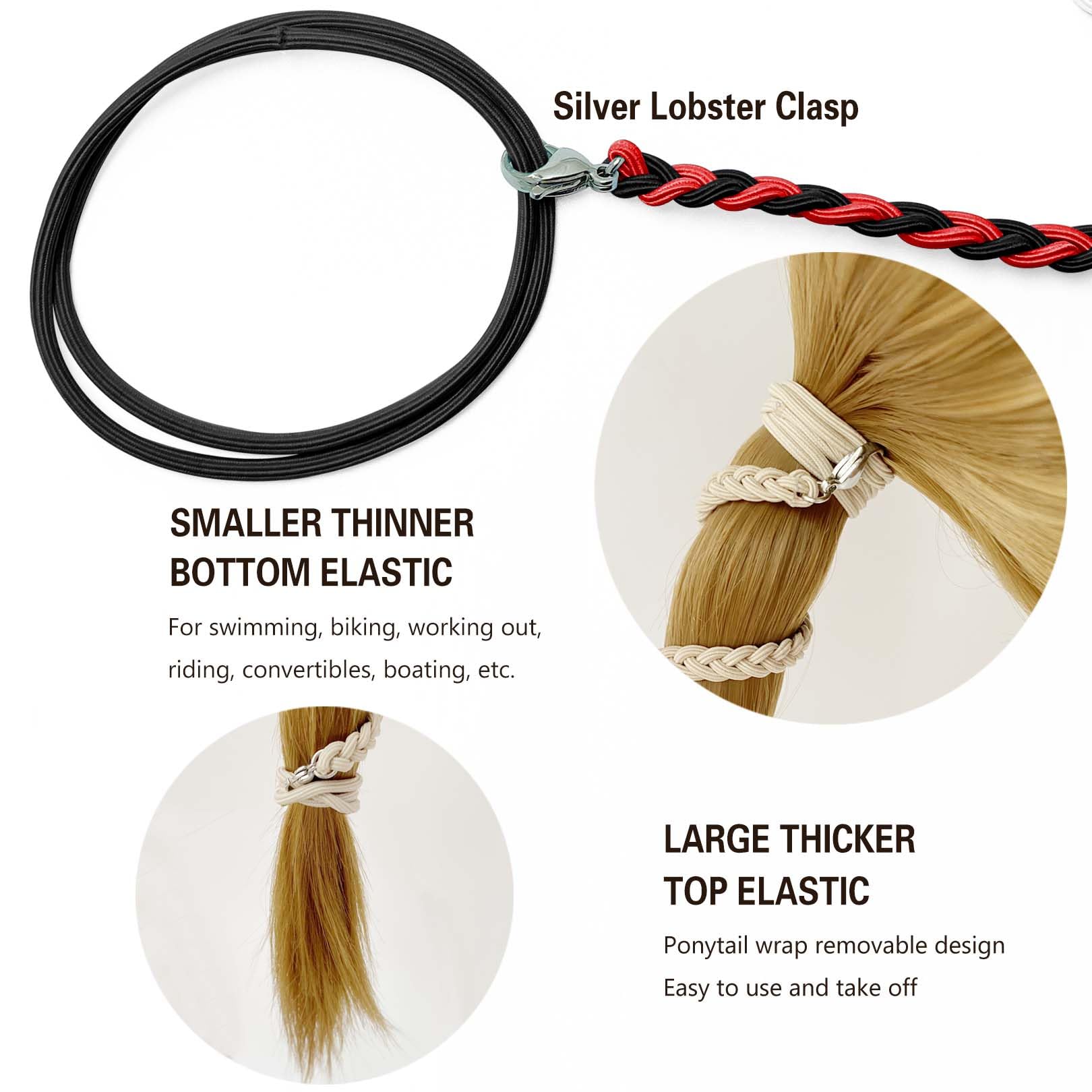 3 Packs 16'' Ponytail Holders Hair Ties For Sports, Elastic Spiral Hair Tie Scrunchies No Damage Strong Braided Pony Tails Hair