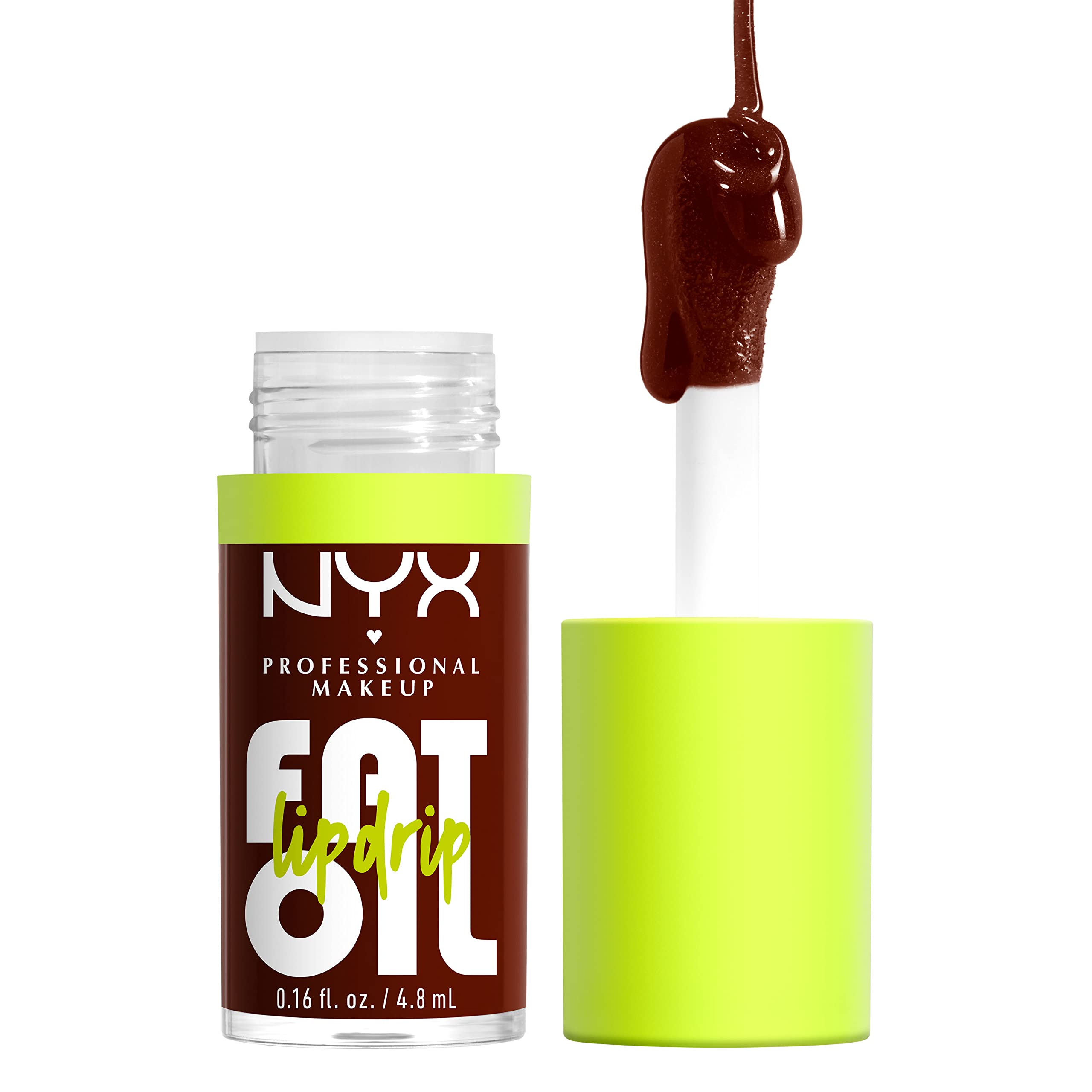NYX PROFESSIONAL MAKEUP Fat Oil Lip Drip, Moisturizing, Shiny and Vegan Tinted Lip gloss - Status Update (Rich chocolate)