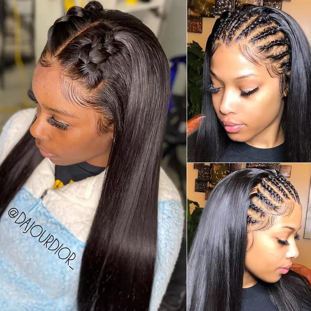 Straight Lace Front Wigs Human Hair Pre Plucked Hd Transparent 13X4 Lace Frontal Wigs Human Hair With Baby Hair 180% Density Bra