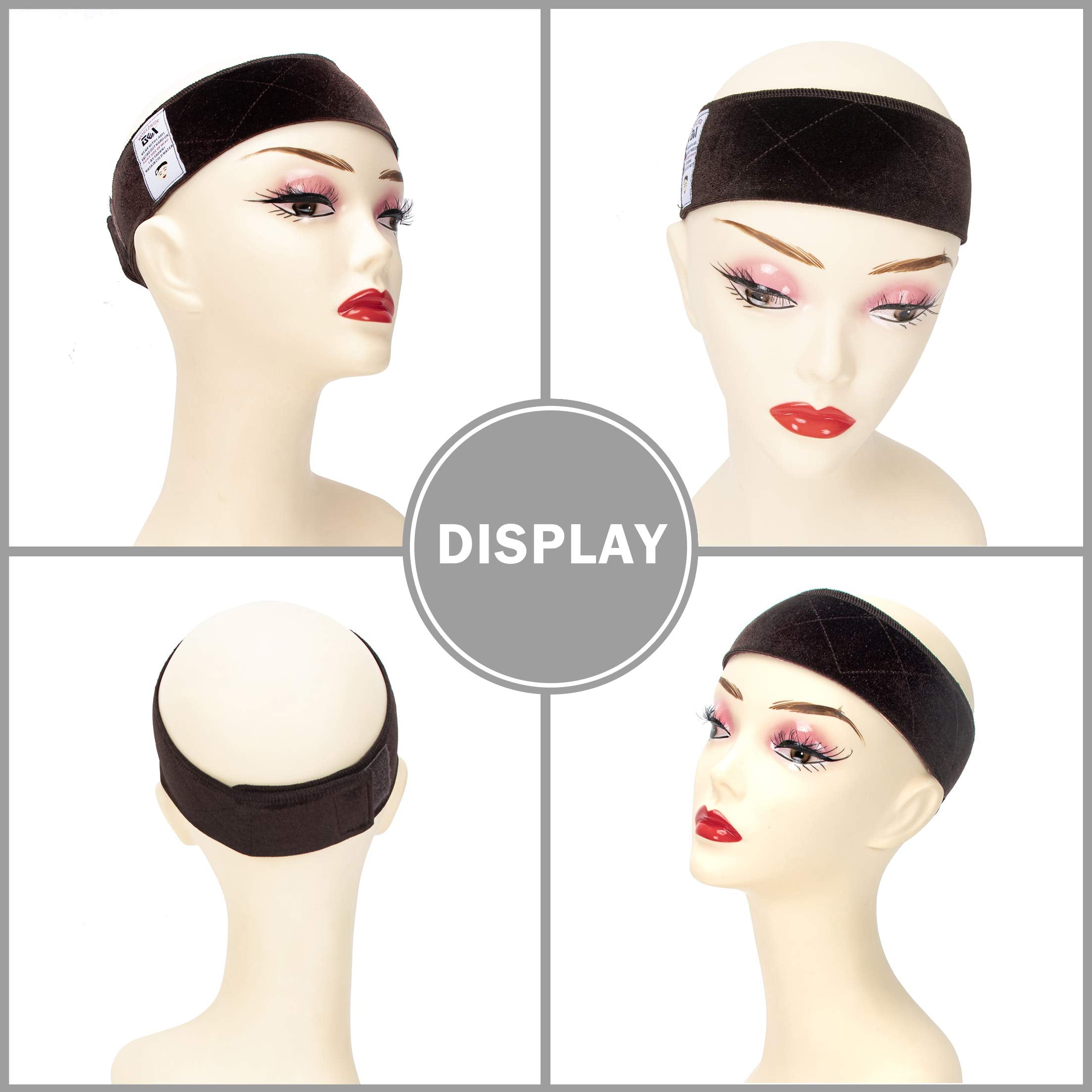 Gex Wig Grip Band Flexible Velvet Scarf Head Hair Band Wig Band With Adjustable Fastern (Dark Brown)