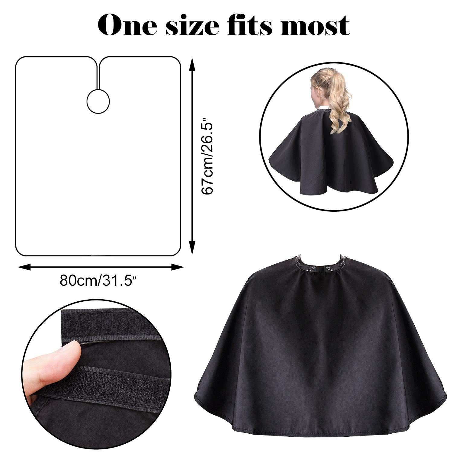Noverlife Black Makeup Cape, Chemical & Water Proof Beauty Salon Shorty Smock For Clients, Lightweight Comb-Out Beard Apron Shor