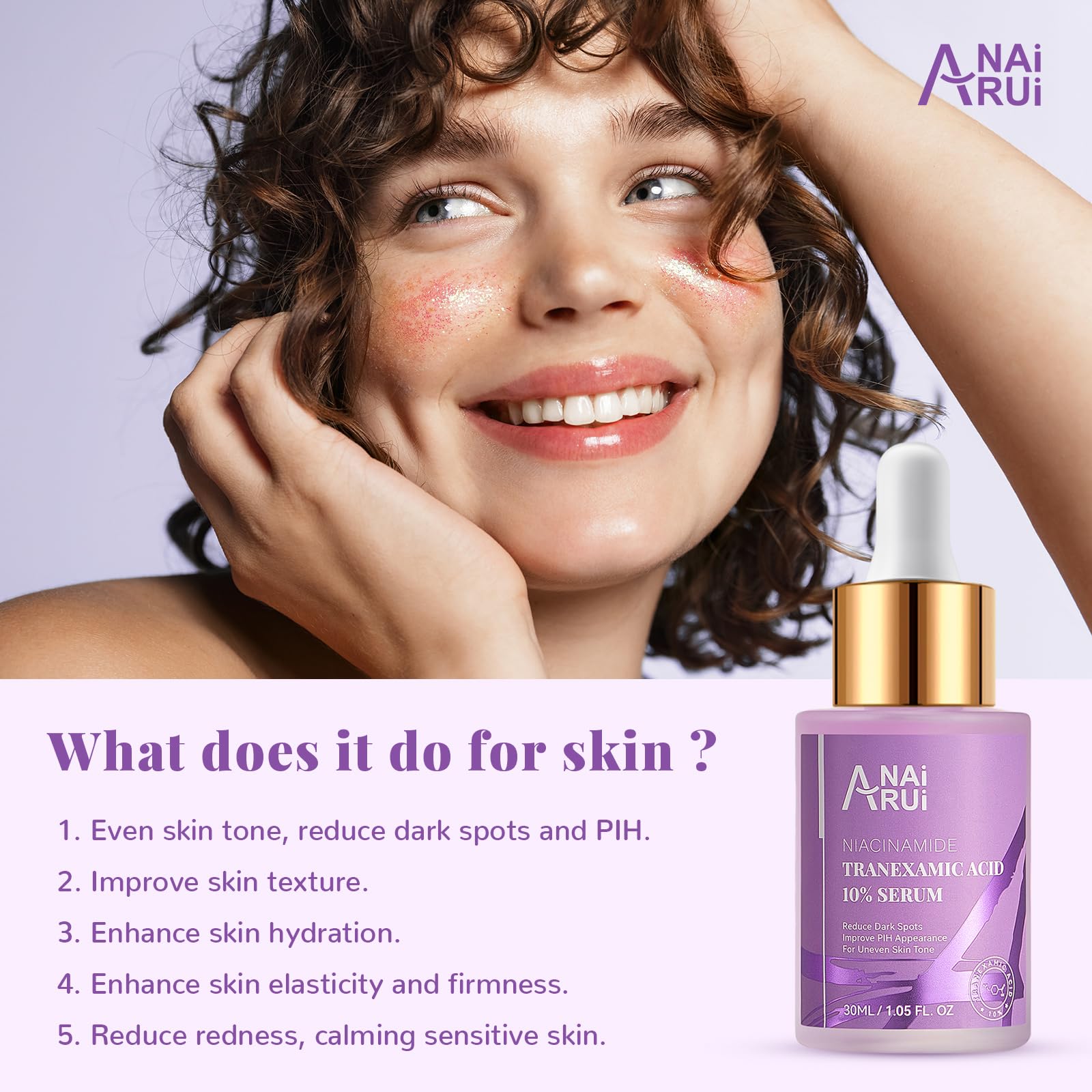ANAI RUI 10% Tranexamic Acid Serum With Niacinamide,Kojic acid, Arbutin,Ceramide, for Uneven Skin Tone 1.05 FL.Oz