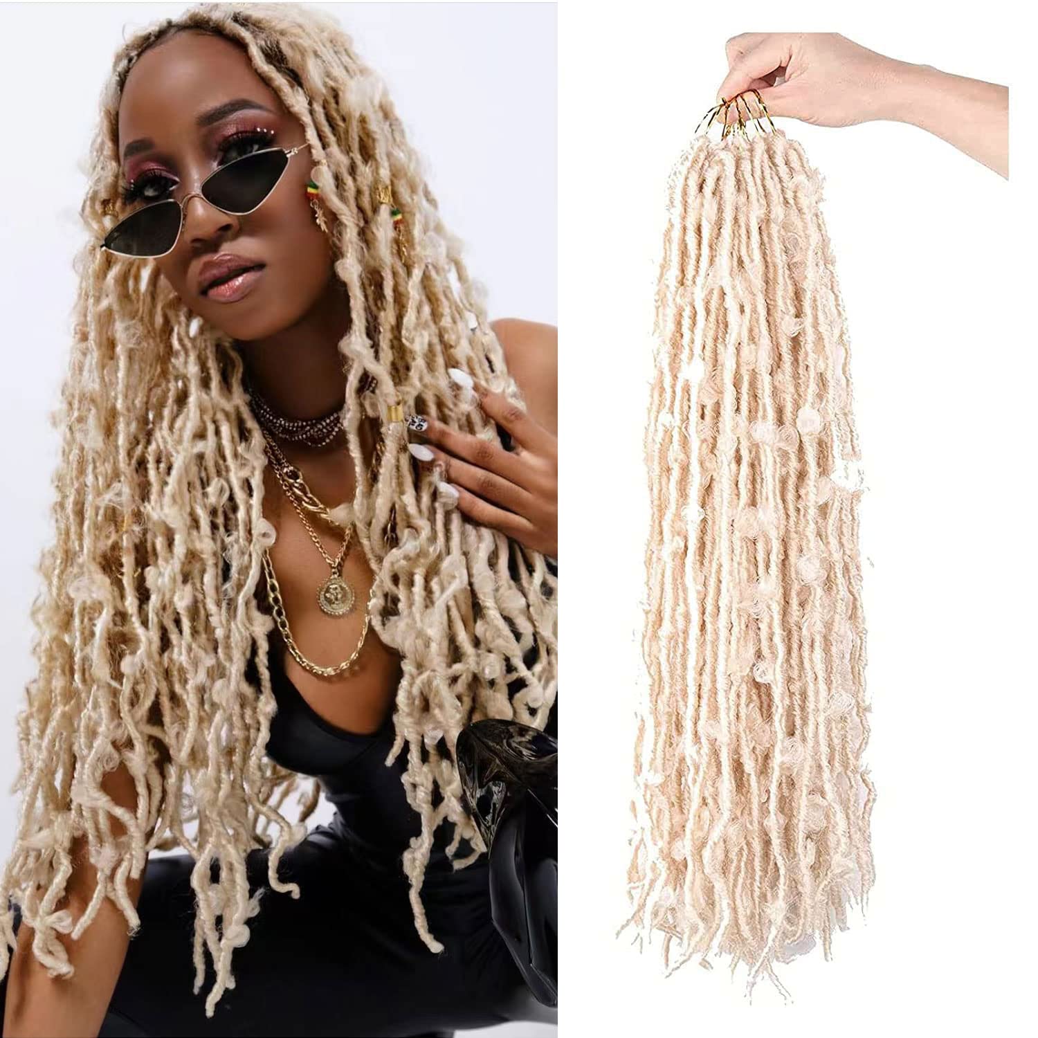 LMZIM 5 Packs 24 Inch Butterfly Crochet Hair for Black Women Faux Locs Pre looped Pre-twisted Braids (24 inch 5 pack, 613)