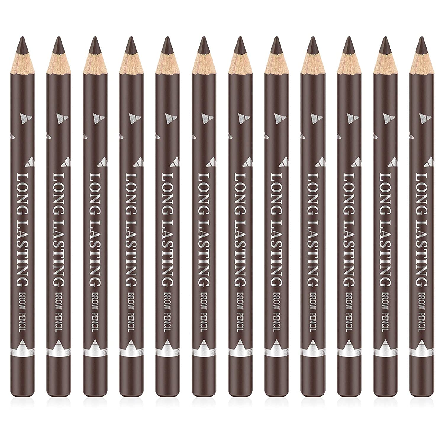 Go Ho 12 PCS Dark Brown Eyebrow Eyeliner Pencils Makeup Pen,Sweatproof Eye Brow Pencil,Long-lasting Nice Color Eyebrow Pen,Make 