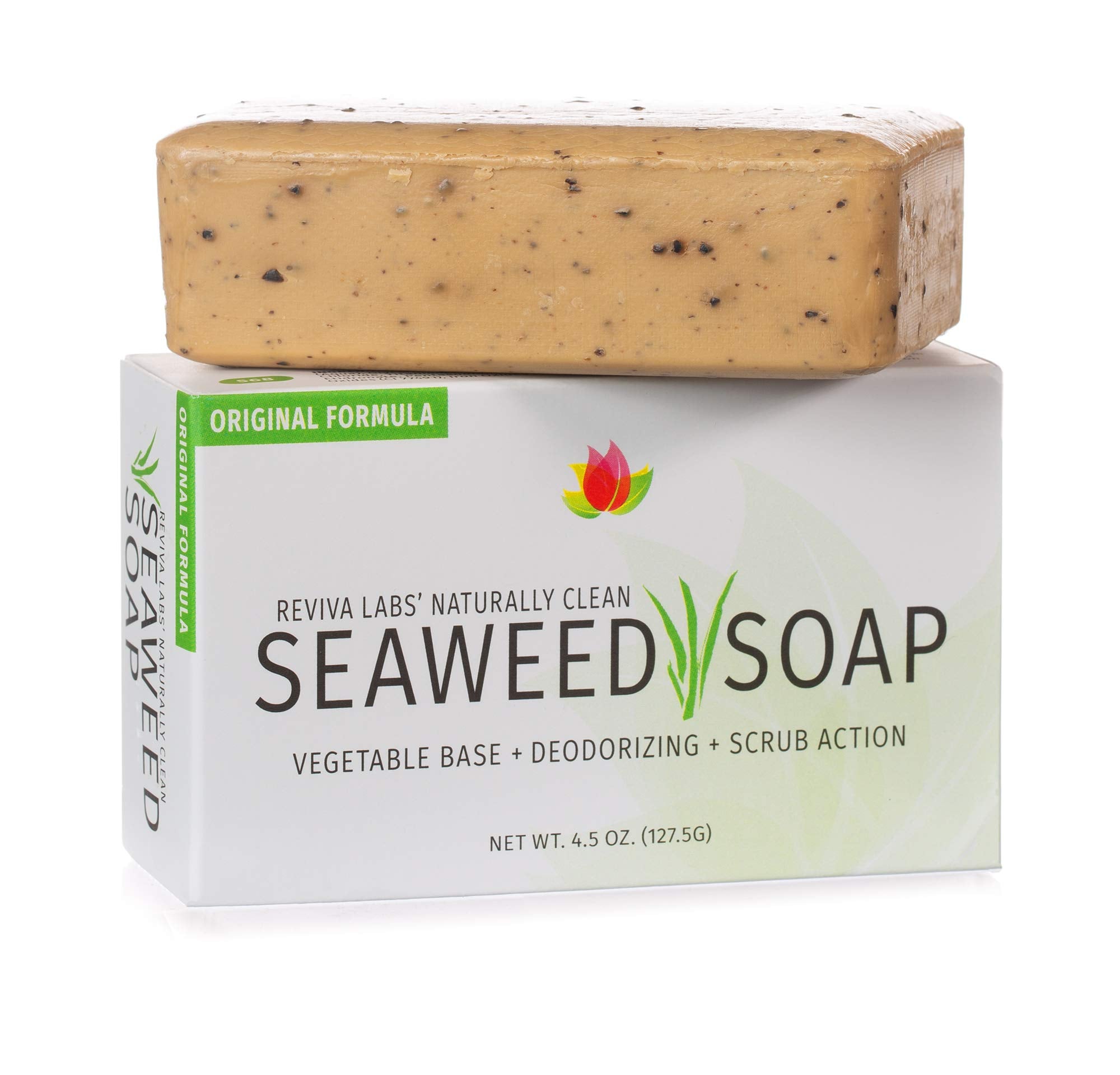 Reviva Seaweed Soap - 2 Pack - Organic Seaweed Face Scrub And Exfoliating Body Scrub Soap Bar - 4.5 Oz. Vegetable Base Natural B