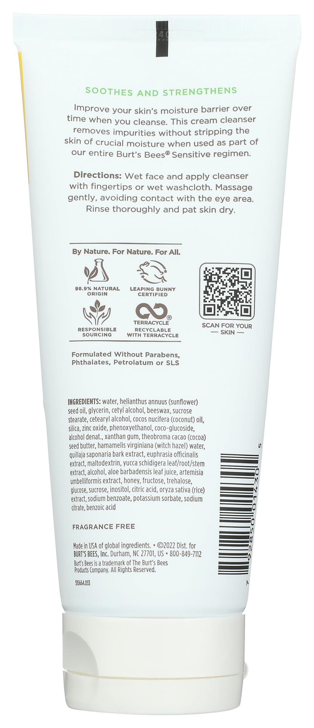 Burt'S Bees, Cleanser Facial Sensitive, 6 Ounce