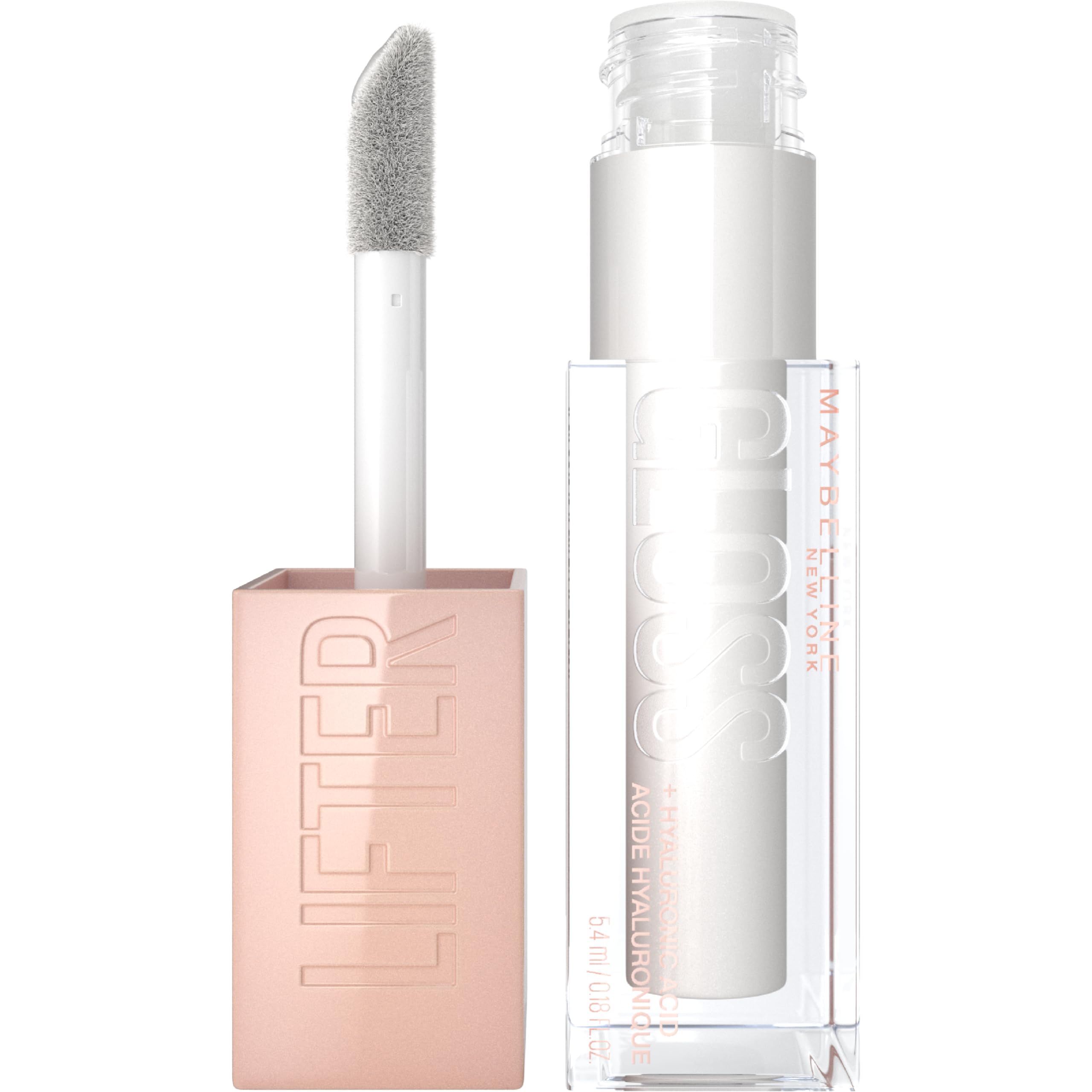 Maybelline Lifter Gloss, Hydrating Lip Gloss With Hyaluronic Acid, High Shine For Plumper Looking Lips, Pearl, Silver Pearl Clea