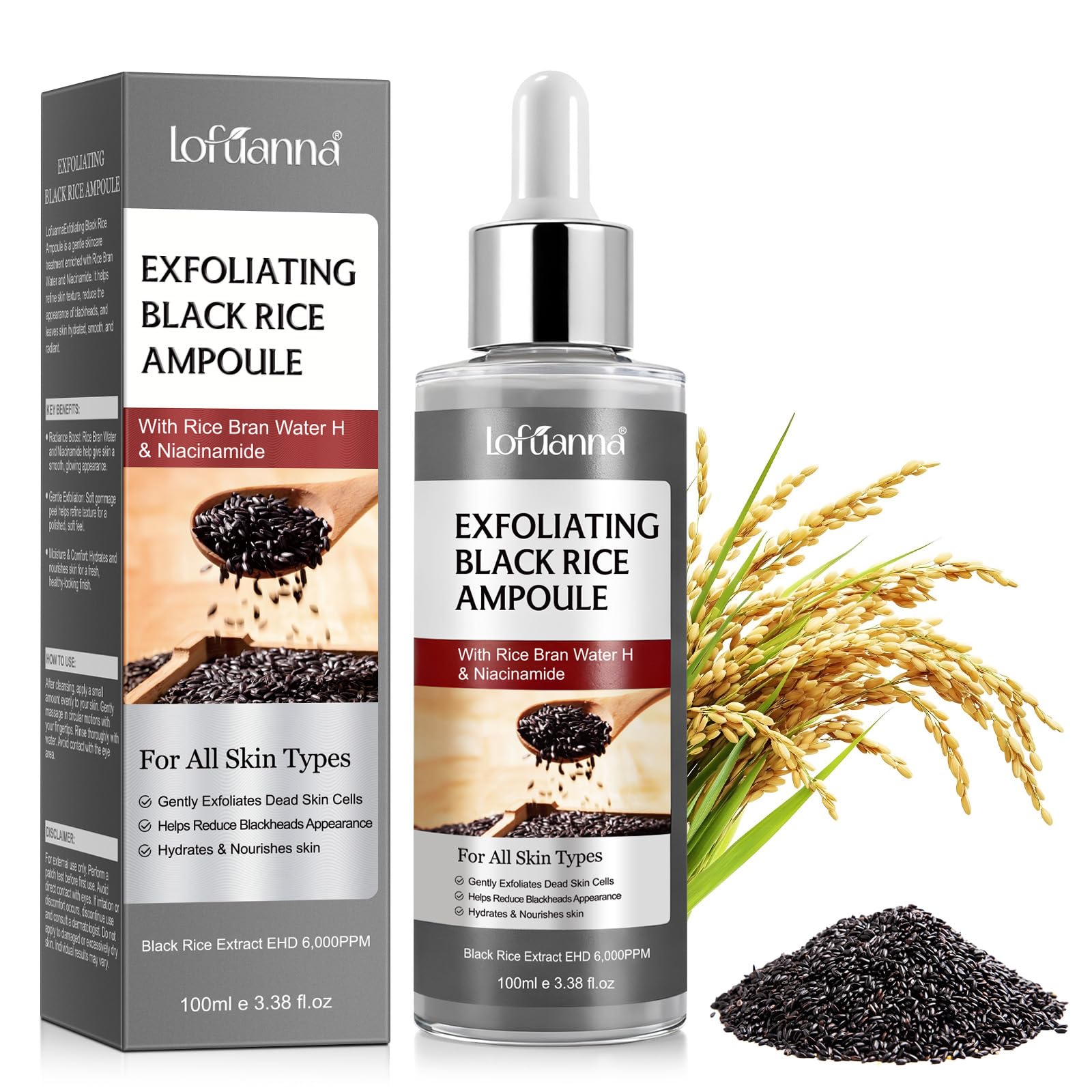 Peel Shot Glow Rice Peeling Ampoule,Gentle Exfoliating Face Serum,Black Rice Peel Ampoule for Face & Body, Shrink Pores & Deeply