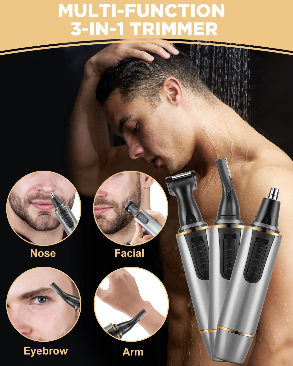 Nose Hair Trimmer For Men 2024 Professional Painless Rechargeable Nose Trimmer For Men And Women, Eyebrow Facial Hair Trimmer, P