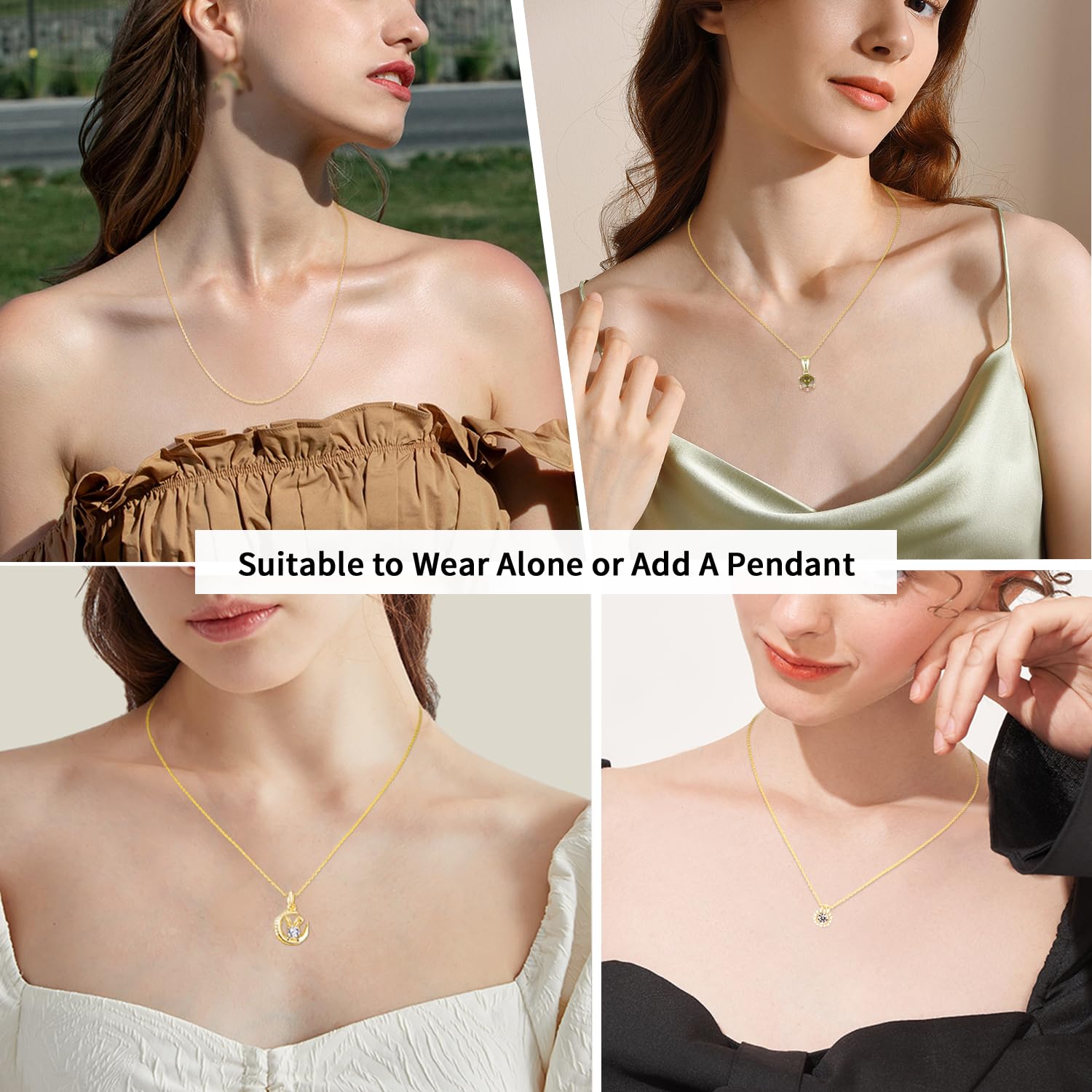 Jewlpire 18k Over Gold Chain Necklace for Women, 1.2mm Cable Chain Gold Chain Sturdy & Shiny Women 's Chain Necklaces, 17 Inches