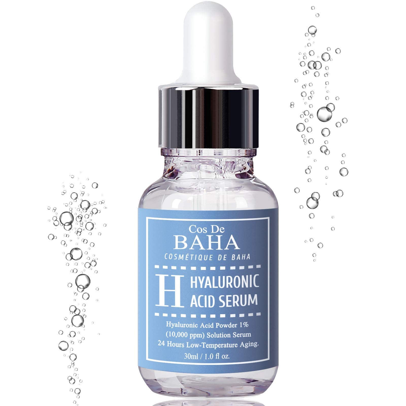 Cos De Baha Pure Hyaluronic Acid Serum - Anti Aging Moisturizer, Natural Collagen Plumping Booster, Anti Wrinkle Formula, Drop O