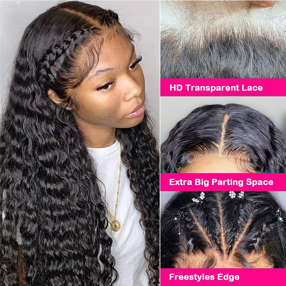 Nervoss 13X4 Water Wave Lace Front Wigs For Women Human Hair Pre Plucked Water Wave Lace Frontal Wig With Baby Hair Natural Colo