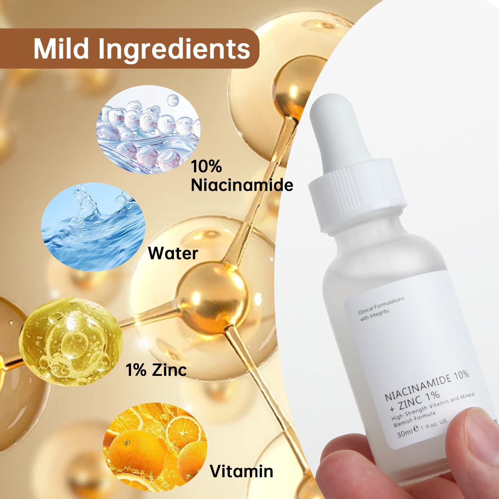 Niacinamide 10% + Zinc 1% Serum for Face, 30ML/1 Fl Oz Anti-aging Niacinamide Zinc Serum for Women, Niacinamide Facial Serum For